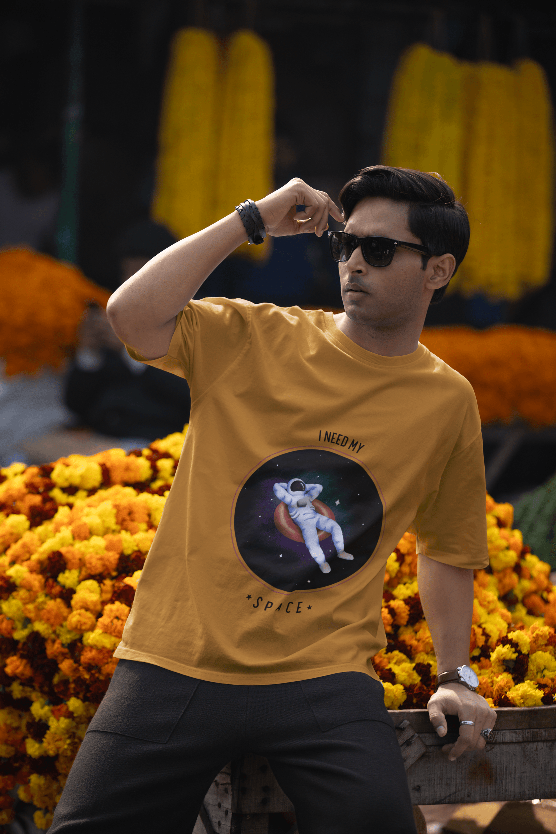 Space Men's Round Neck Half Sleeve T-shirt - Lyssian