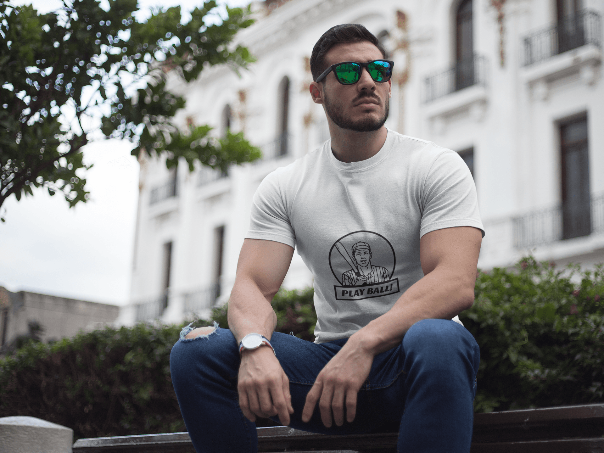 Ball Male Round Neck Half Sleeve T-shirt - Lyssian