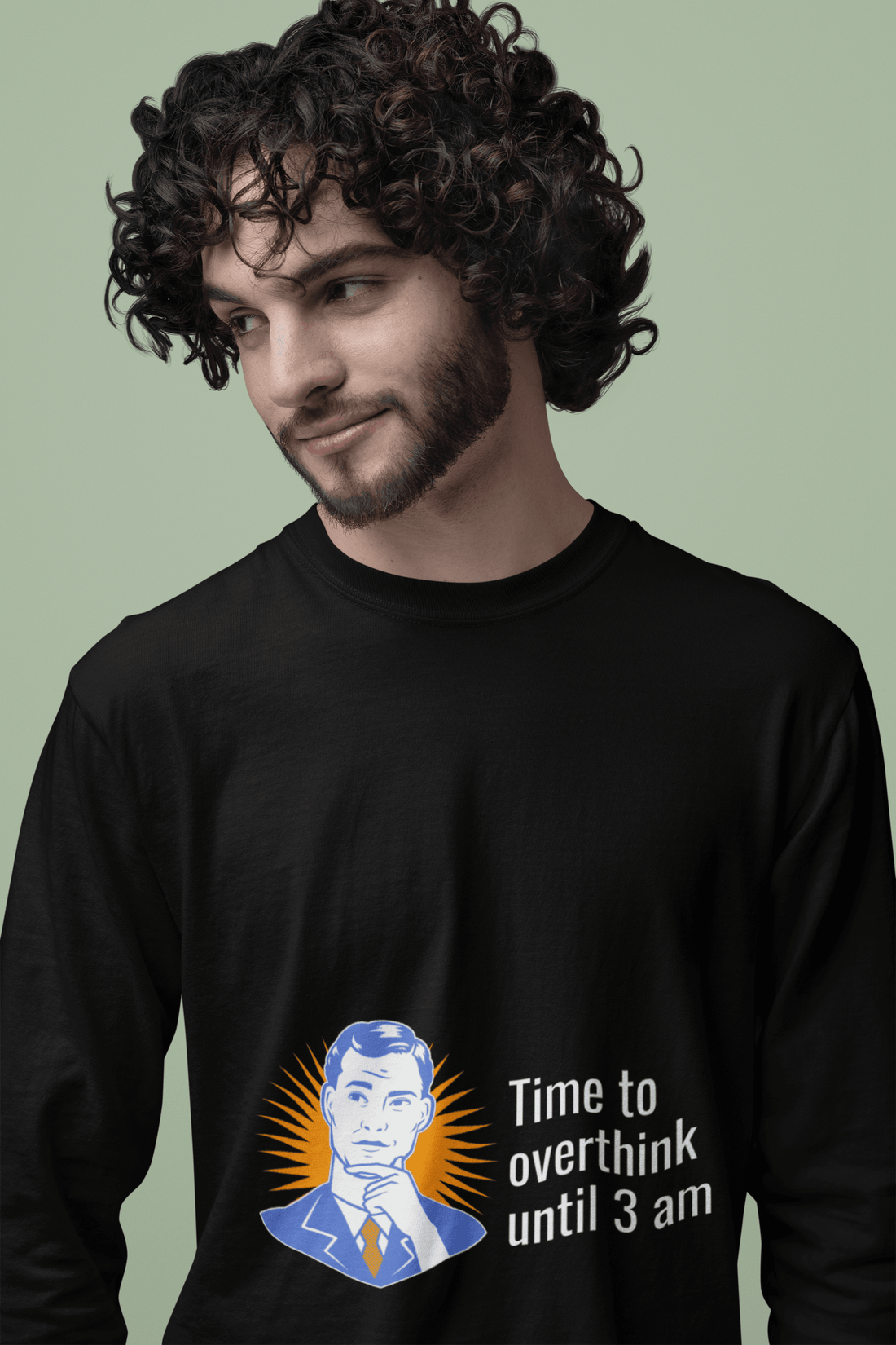 Overthink Male Round Neck Full Sleeve T-shirt - Lyssian