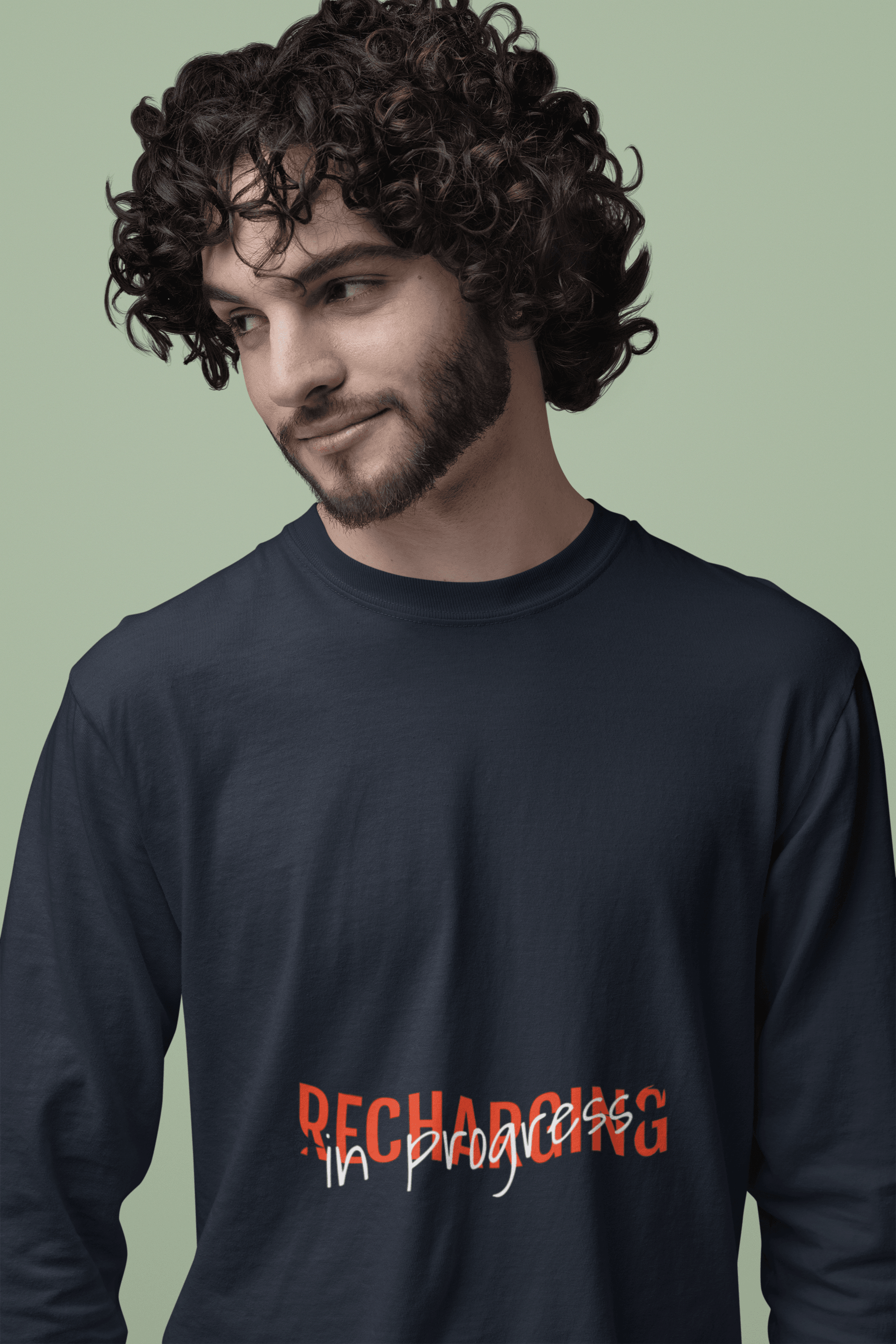 Recharging Male Round Neck Full Sleeve T-shirt - Lyssian