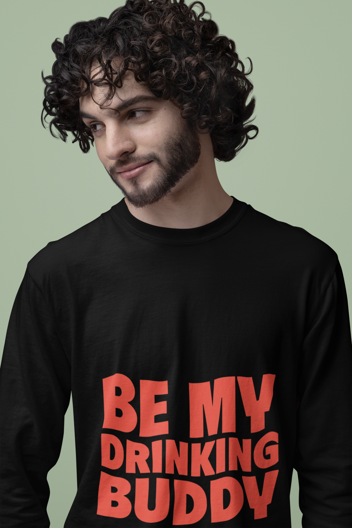 Drinking Buddy Male Round Neck Full Sleeve T-shirt