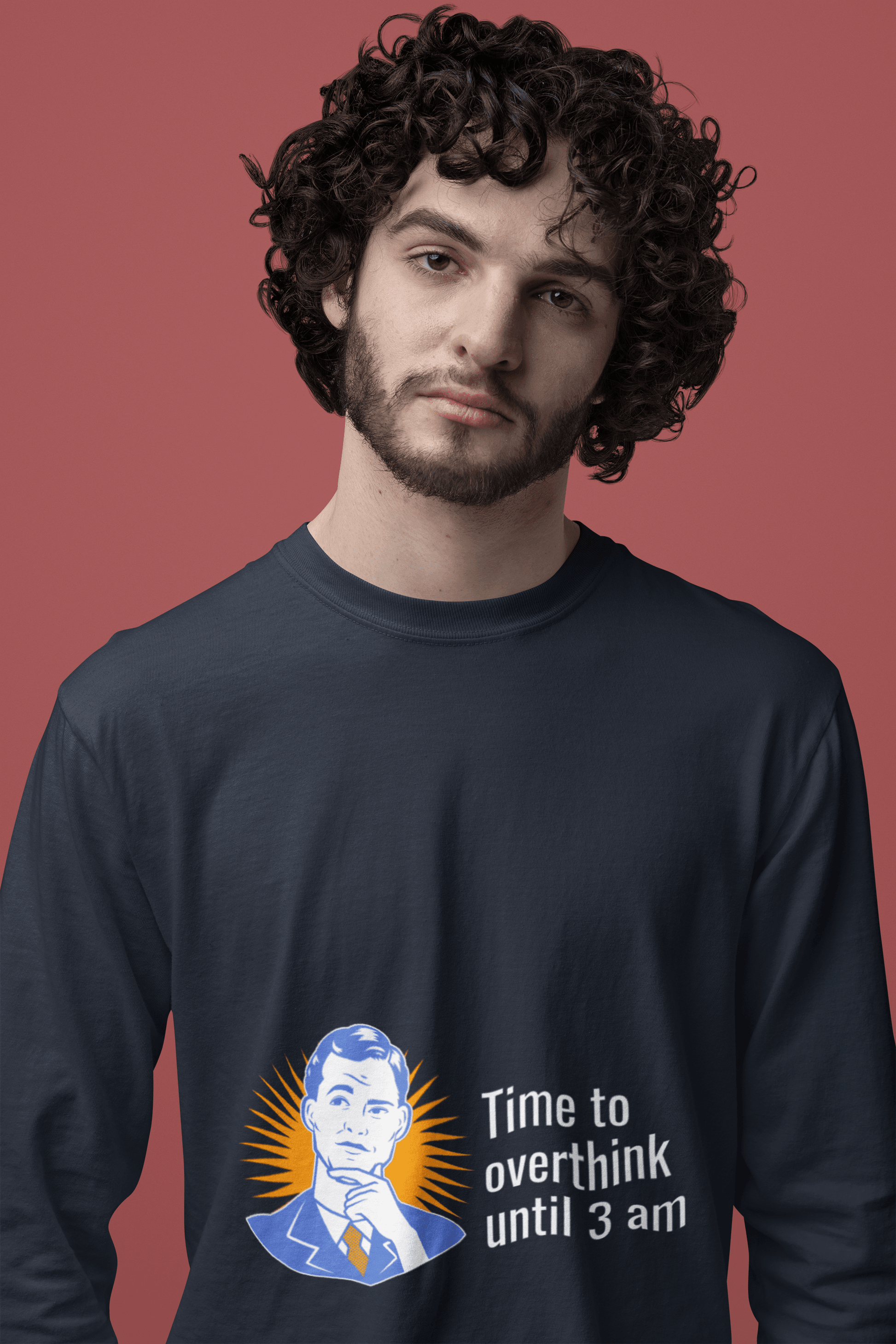 Overthink Male Round Neck Full Sleeve T-shirt - Lyssian