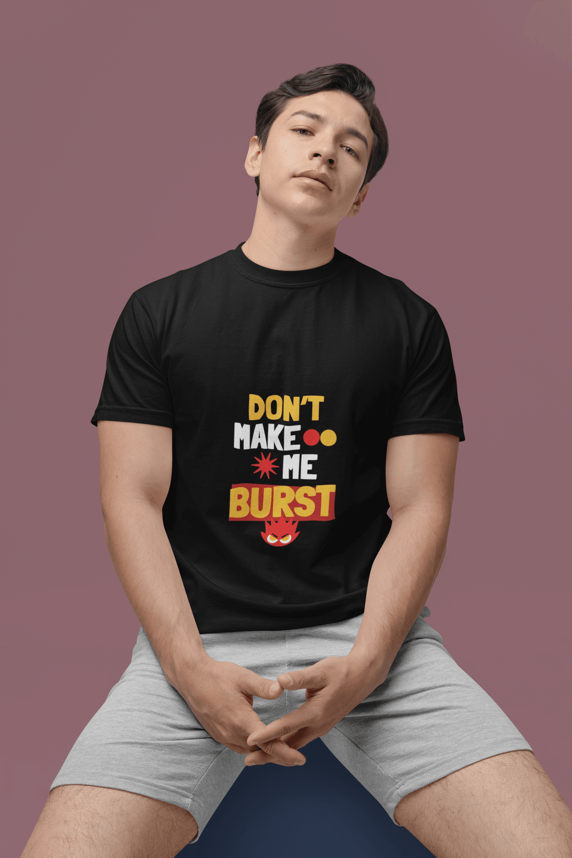 Angry Me Male Round Neck Half Sleeve T-shirt - Lyssian