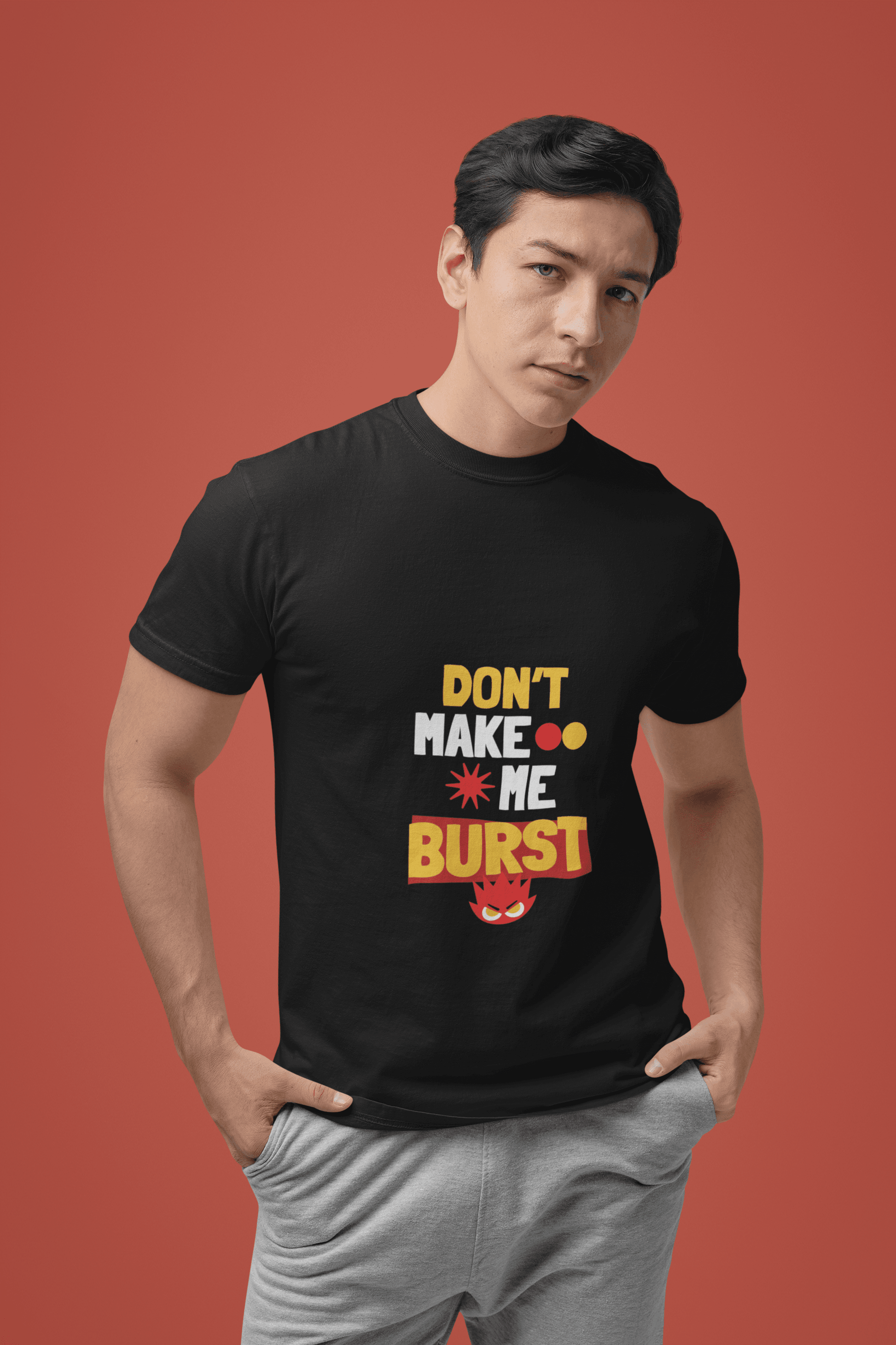 Angry Me Male Round Neck Half Sleeve T-shirt - Lyssian