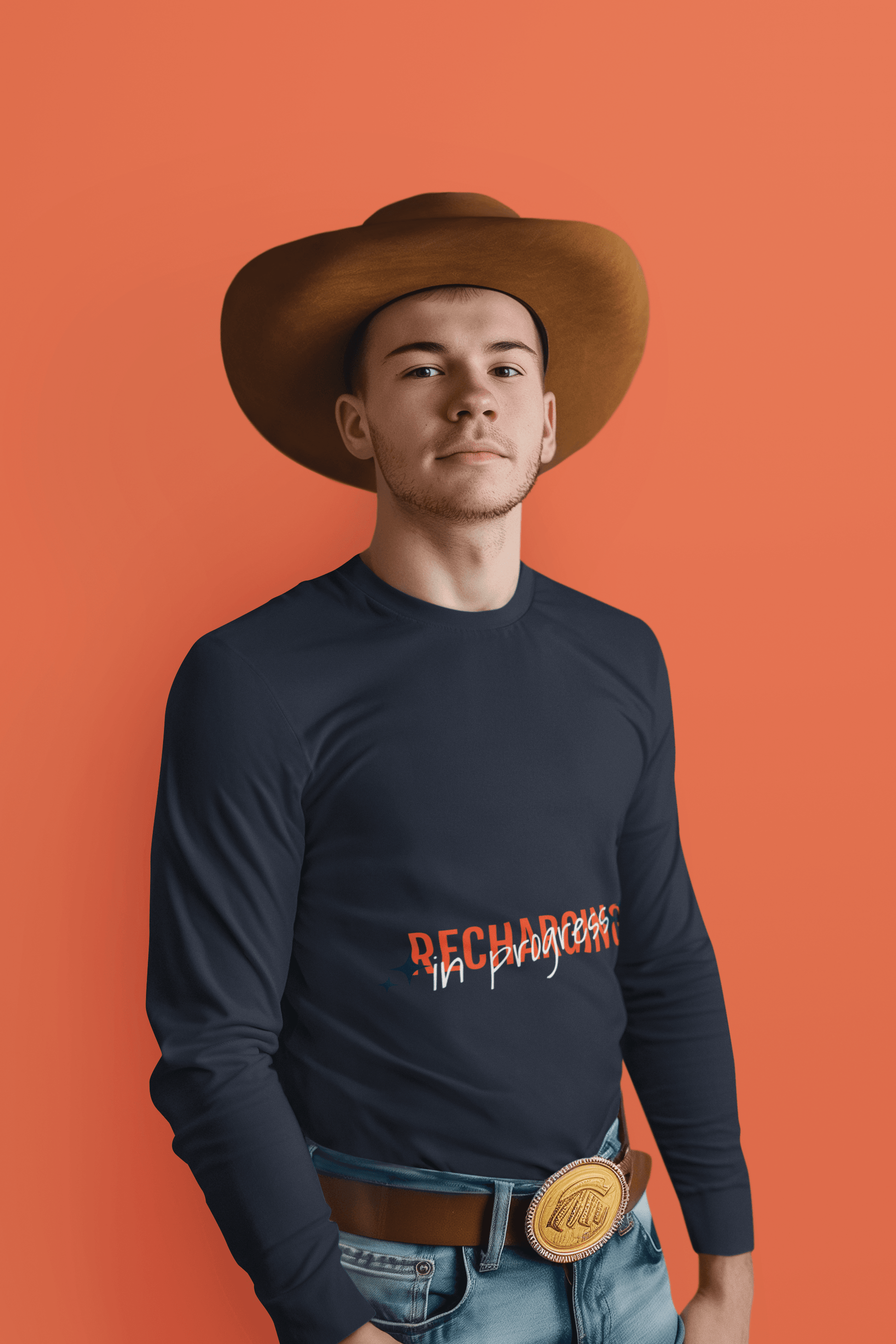 Recharging Male Round Neck Full Sleeve T-shirt - Lyssian