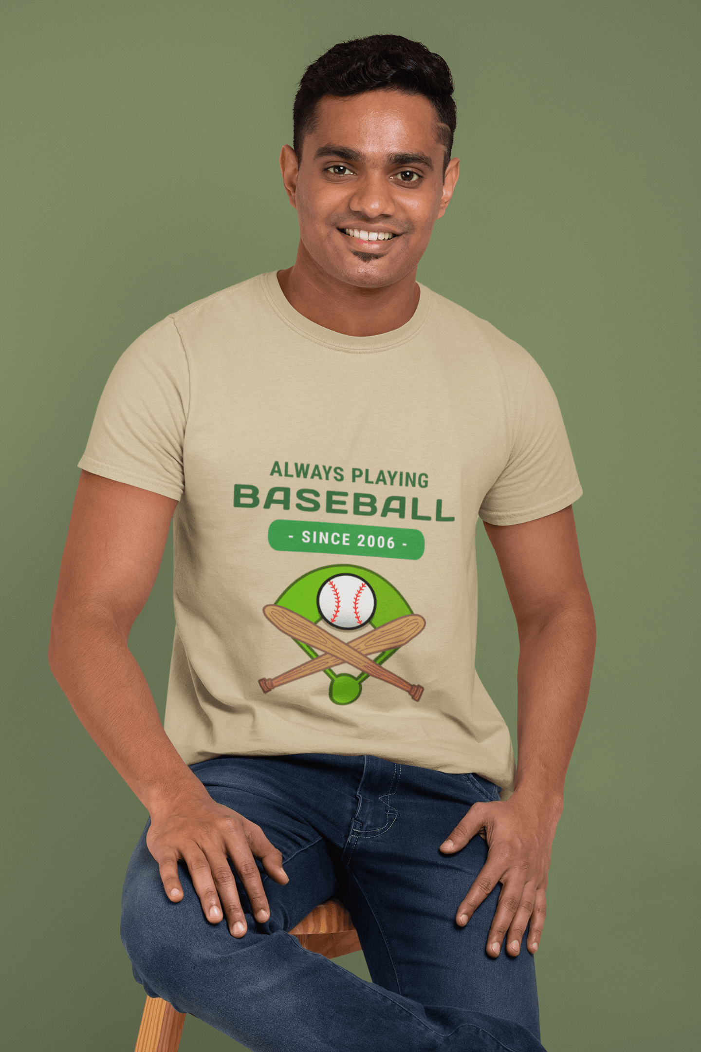 Baseball Male Round Neck Half Sleeve T-shirt - Lyssian