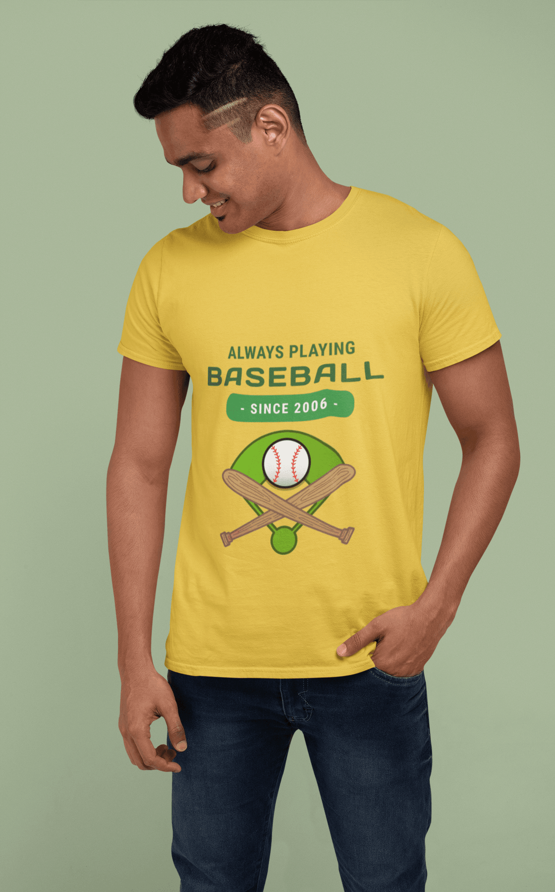 Baseball Male Round Neck Half Sleeve T-shirt - Lyssian