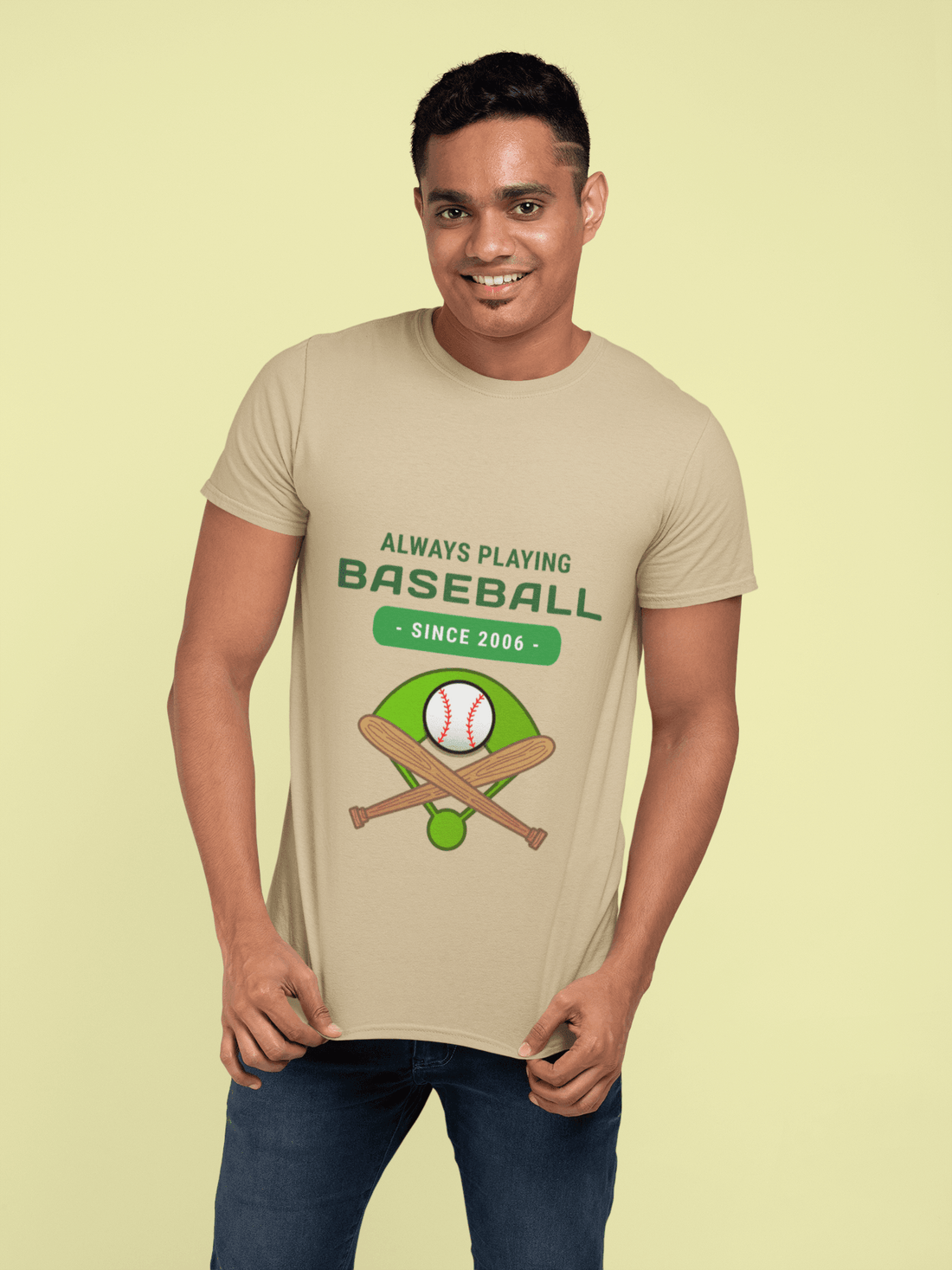 Baseball Male Round Neck Half Sleeve T-shirt - Lyssian