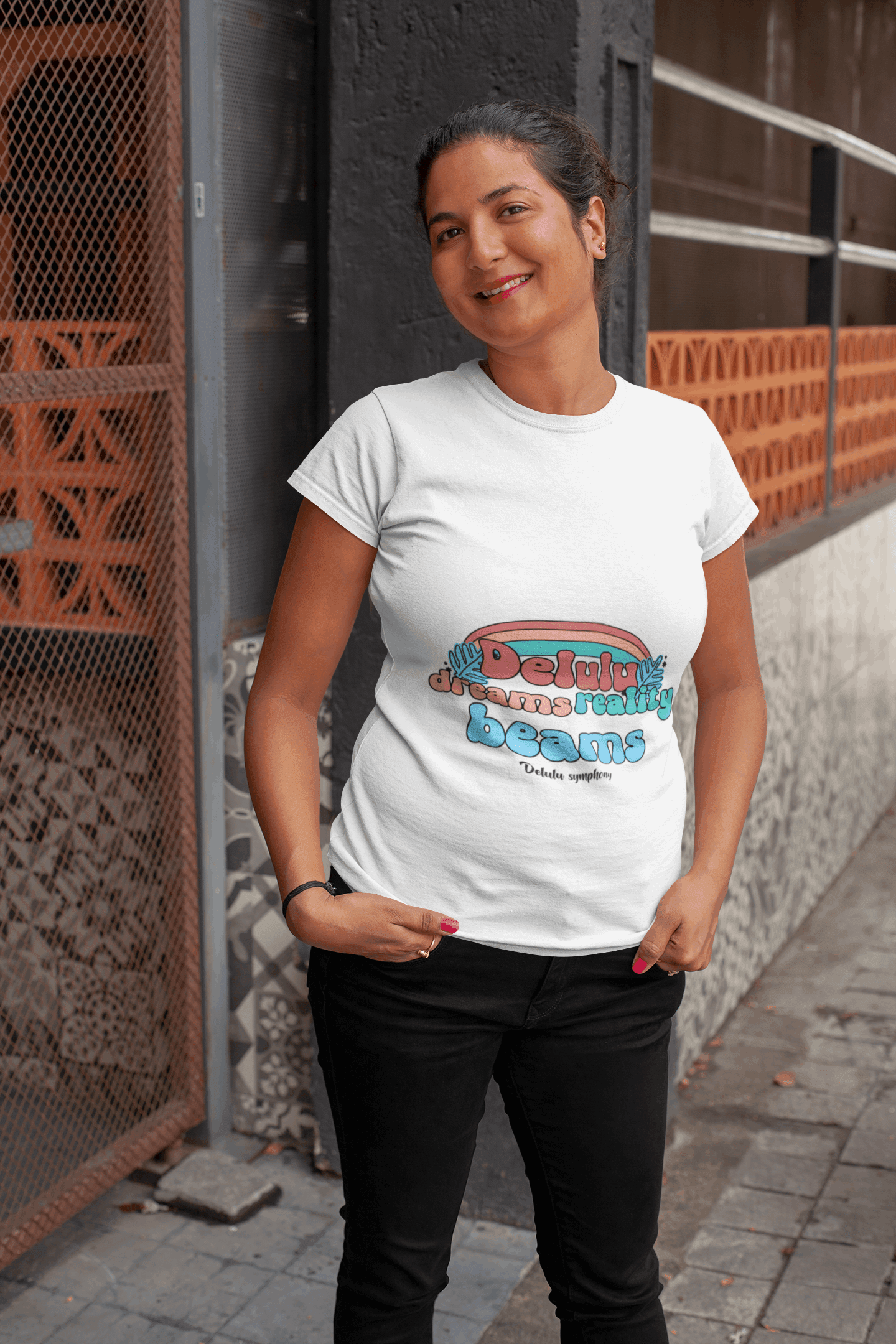 Beams Women's Round Neck Half Sleeve T-shirt - Lyssian
