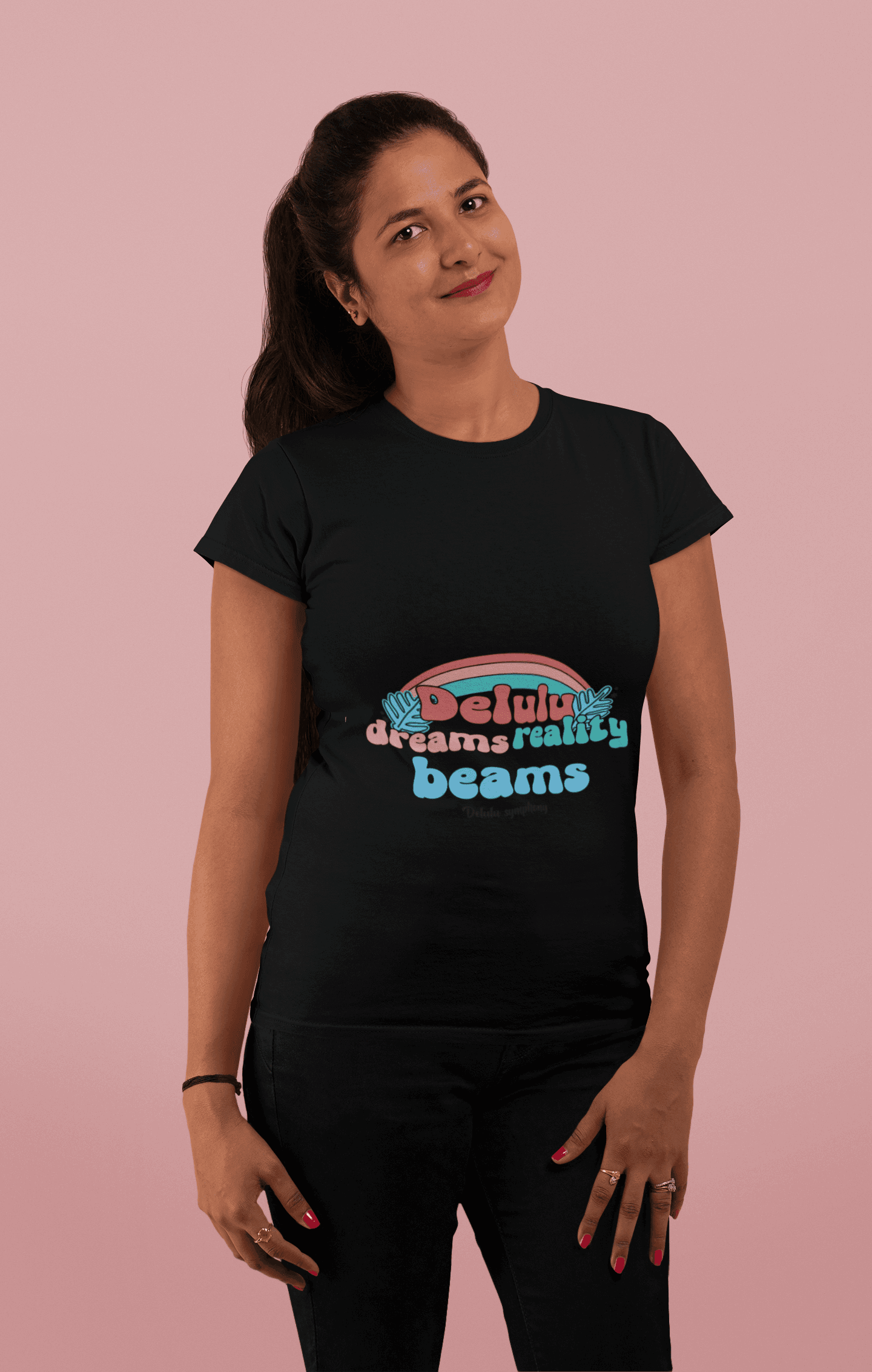 Beams Women's Round Neck Half Sleeve T-shirt - Lyssian