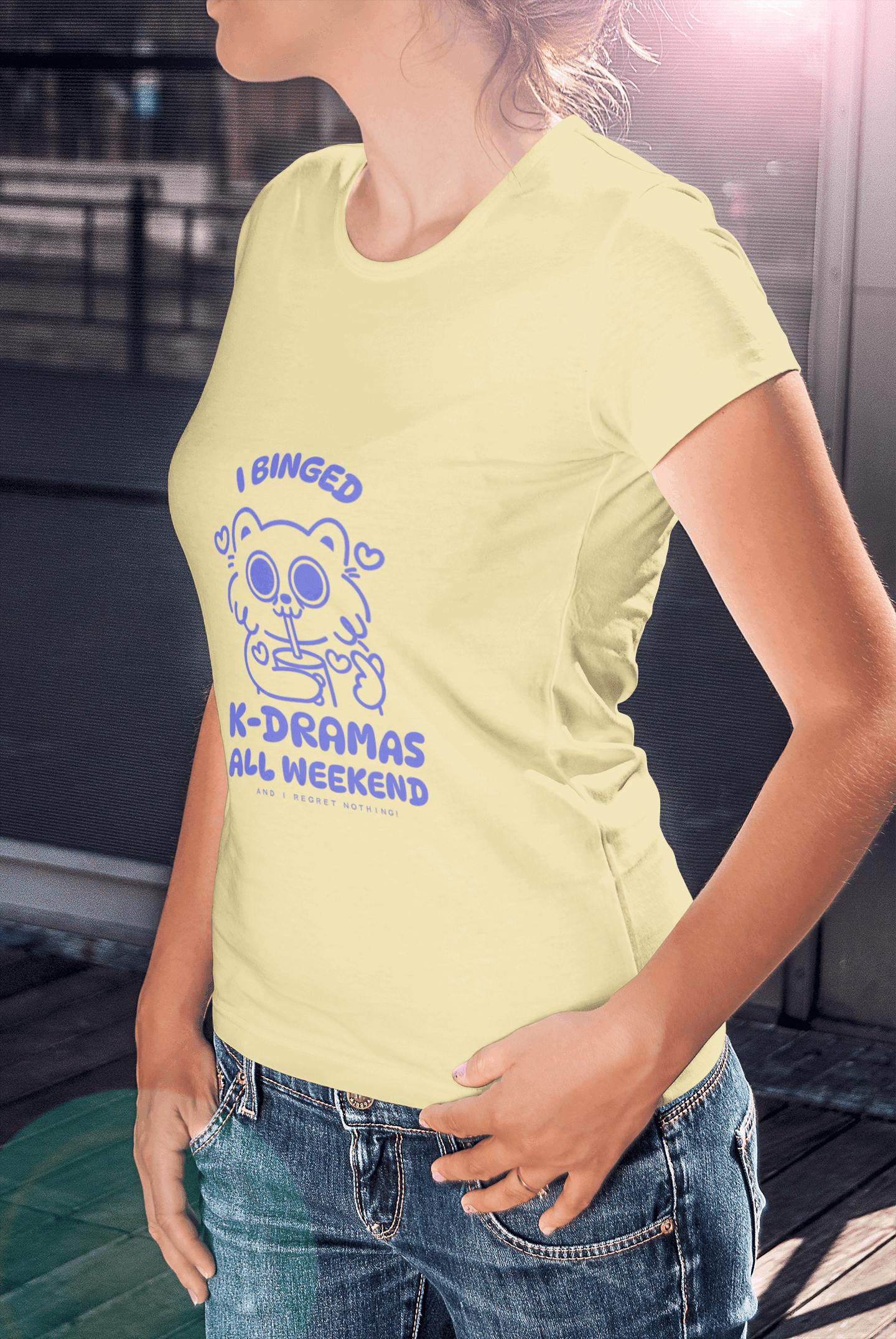Binged All Weekend Women's Round Neck Half Sleeve T-shirt - Lyssian