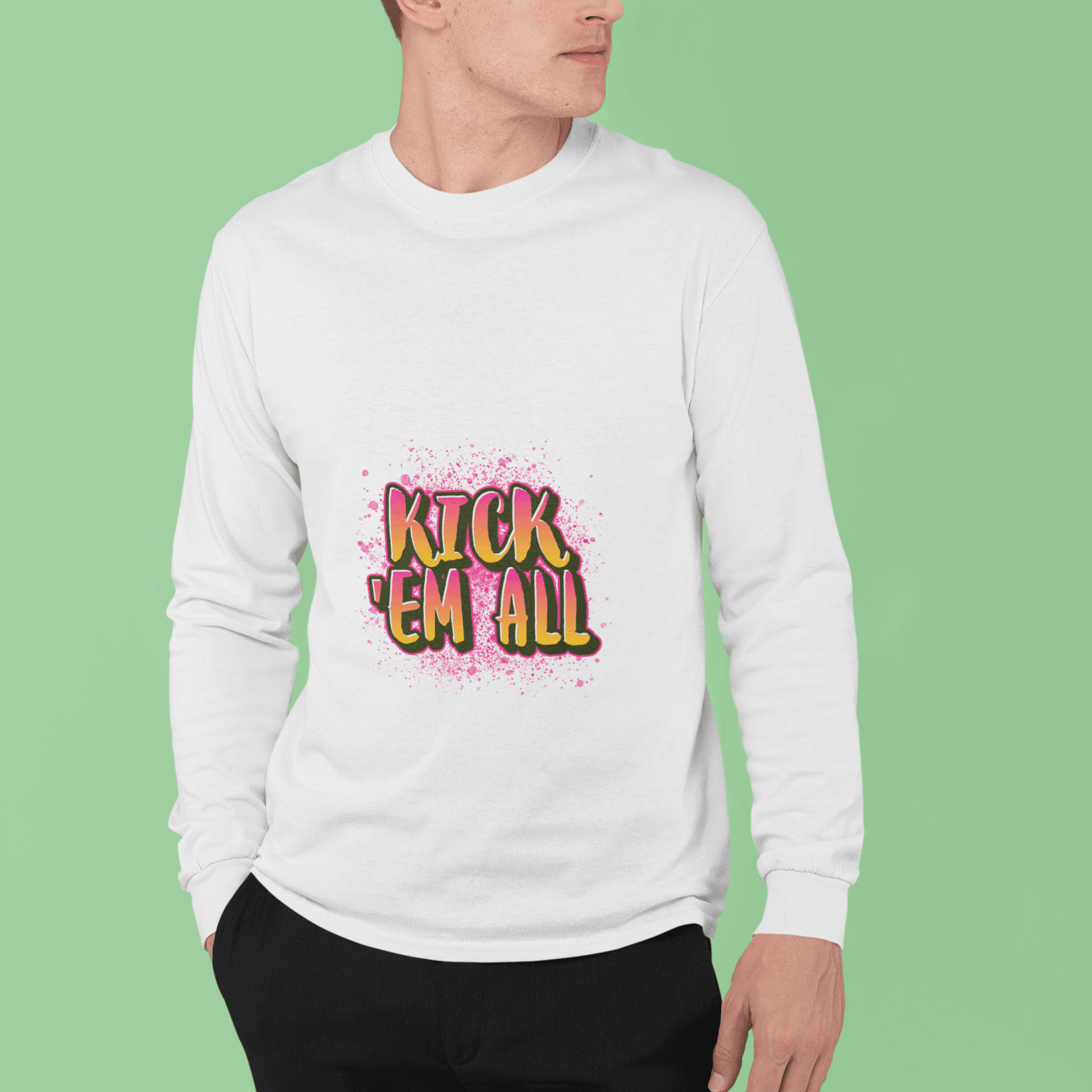 Kick EM' Men's Round Neck Full Sleeve T-shirt - Lyssian