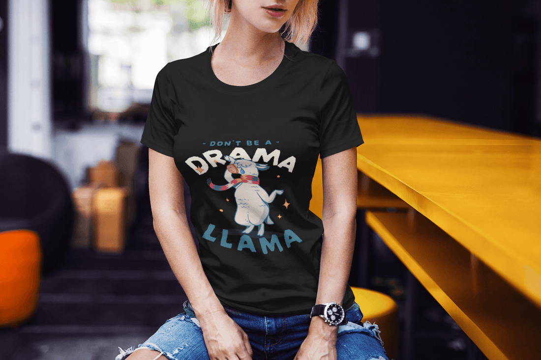 Drama Llama Women's Round Neck Half Sleeve T-shirt - Lyssian