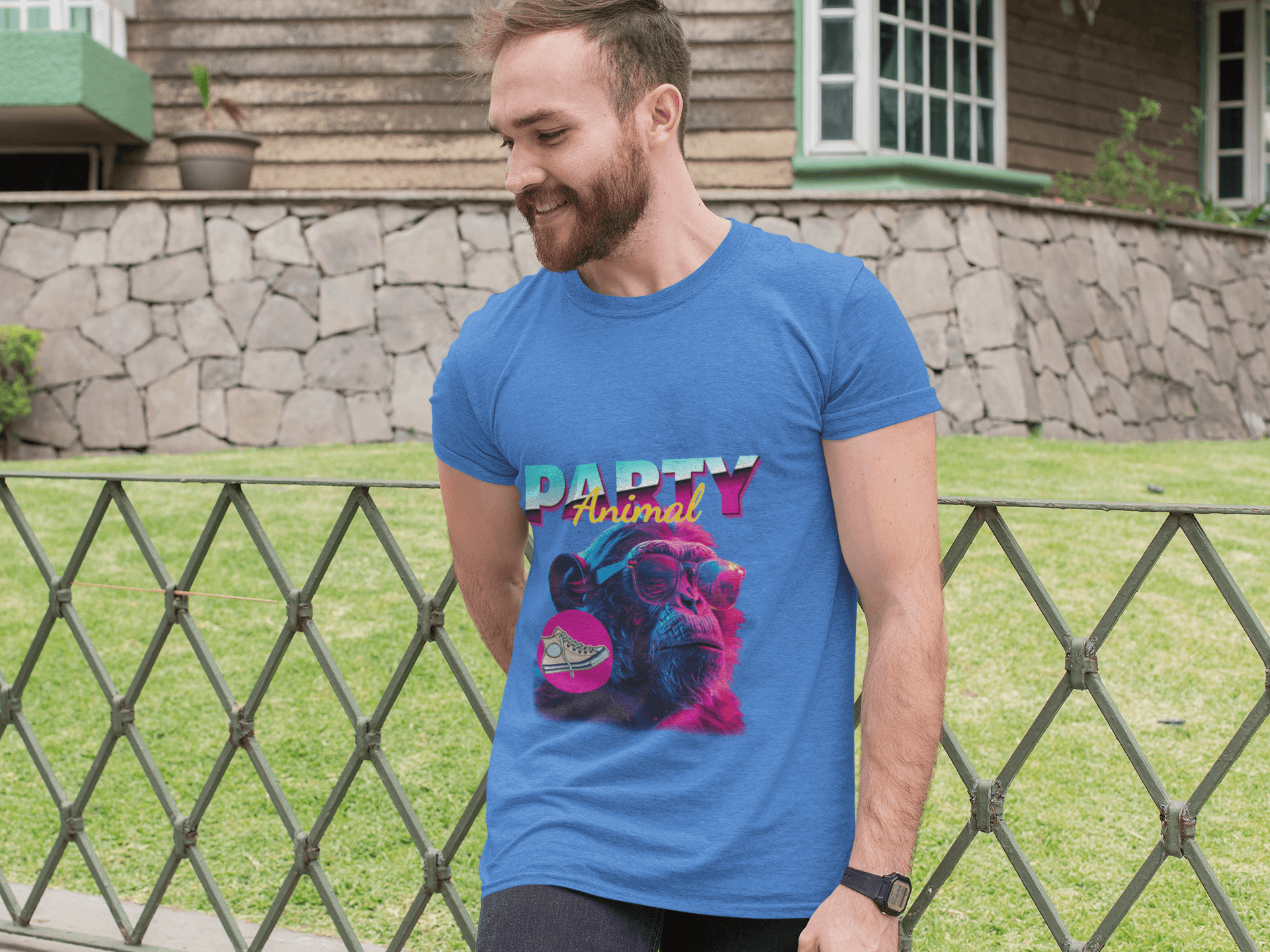 Party Animal's Men's Round Neck Half Sleeve T-shirt - Lyssian