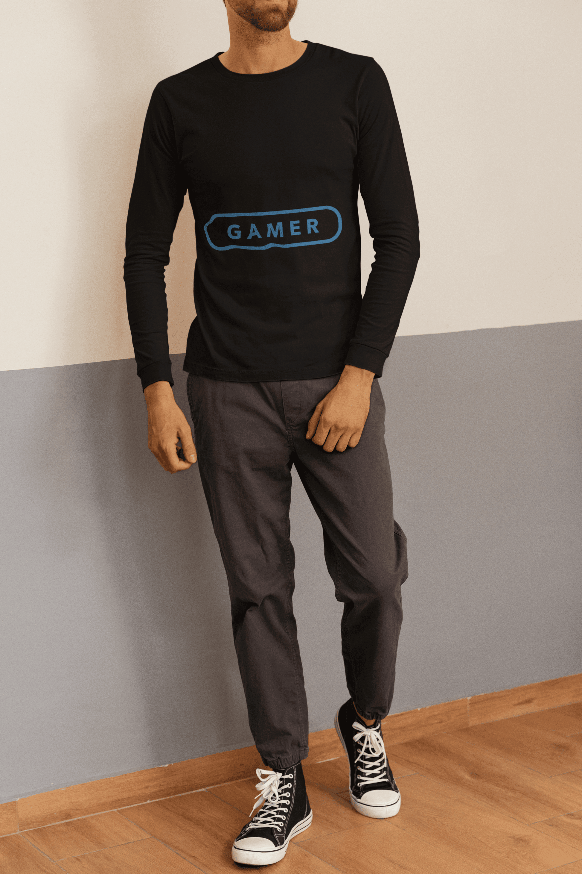 Gamer Male Round Neck Full Sleeve T-shirt - Lyssian
