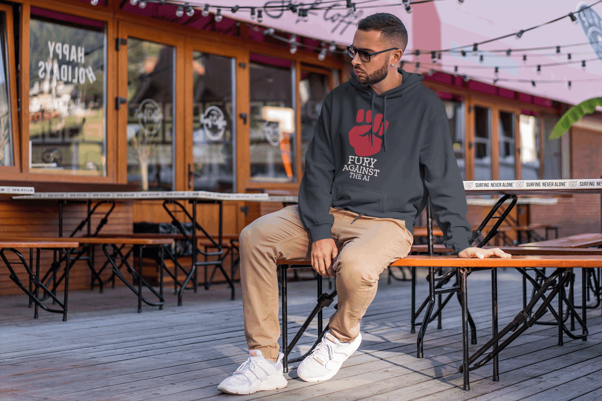Against AI Men's Hoodie - Lyssian