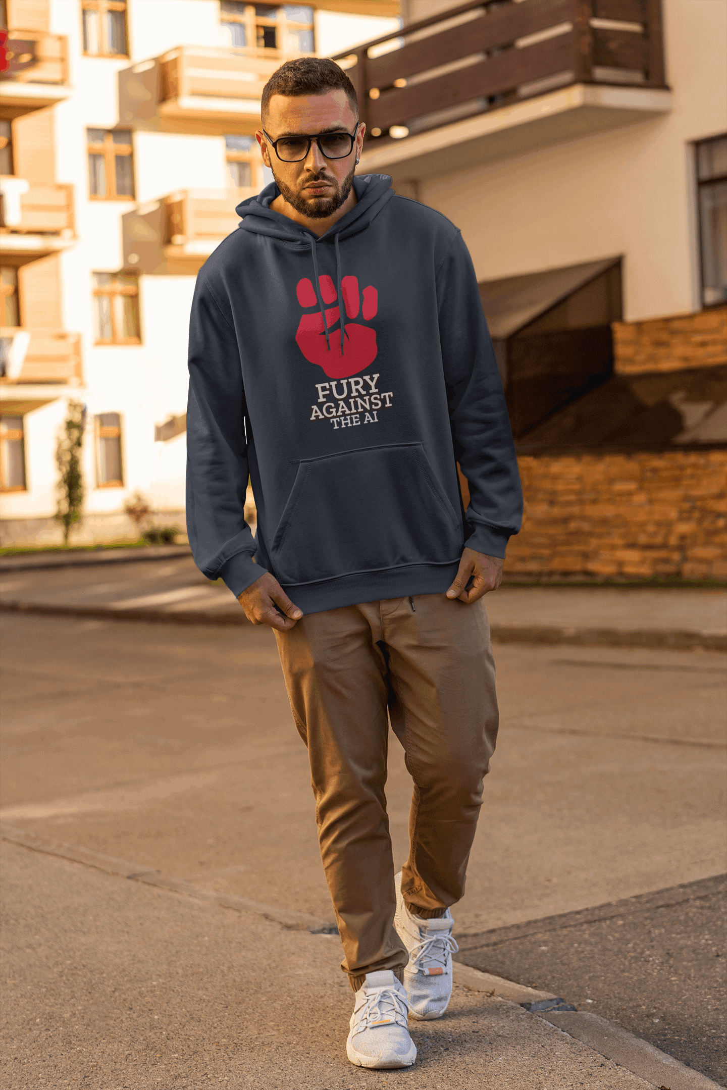 Against AI Men's Hoodie - Lyssian