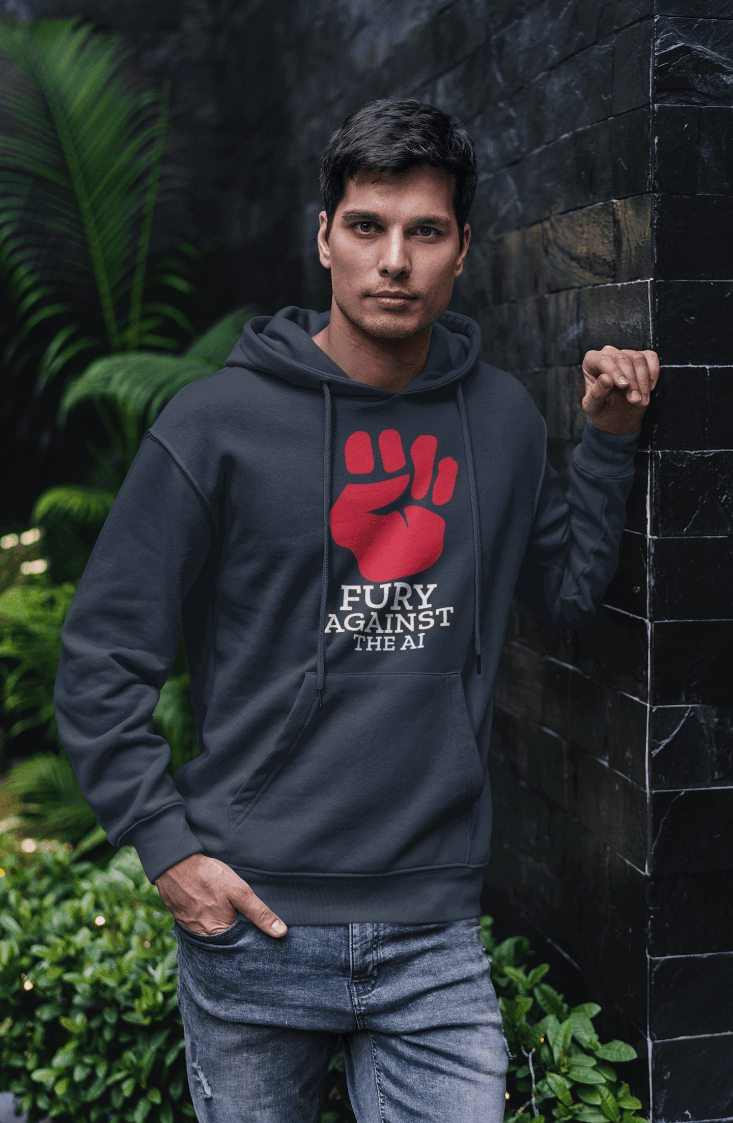 Against AI Men's Hoodie - Lyssian