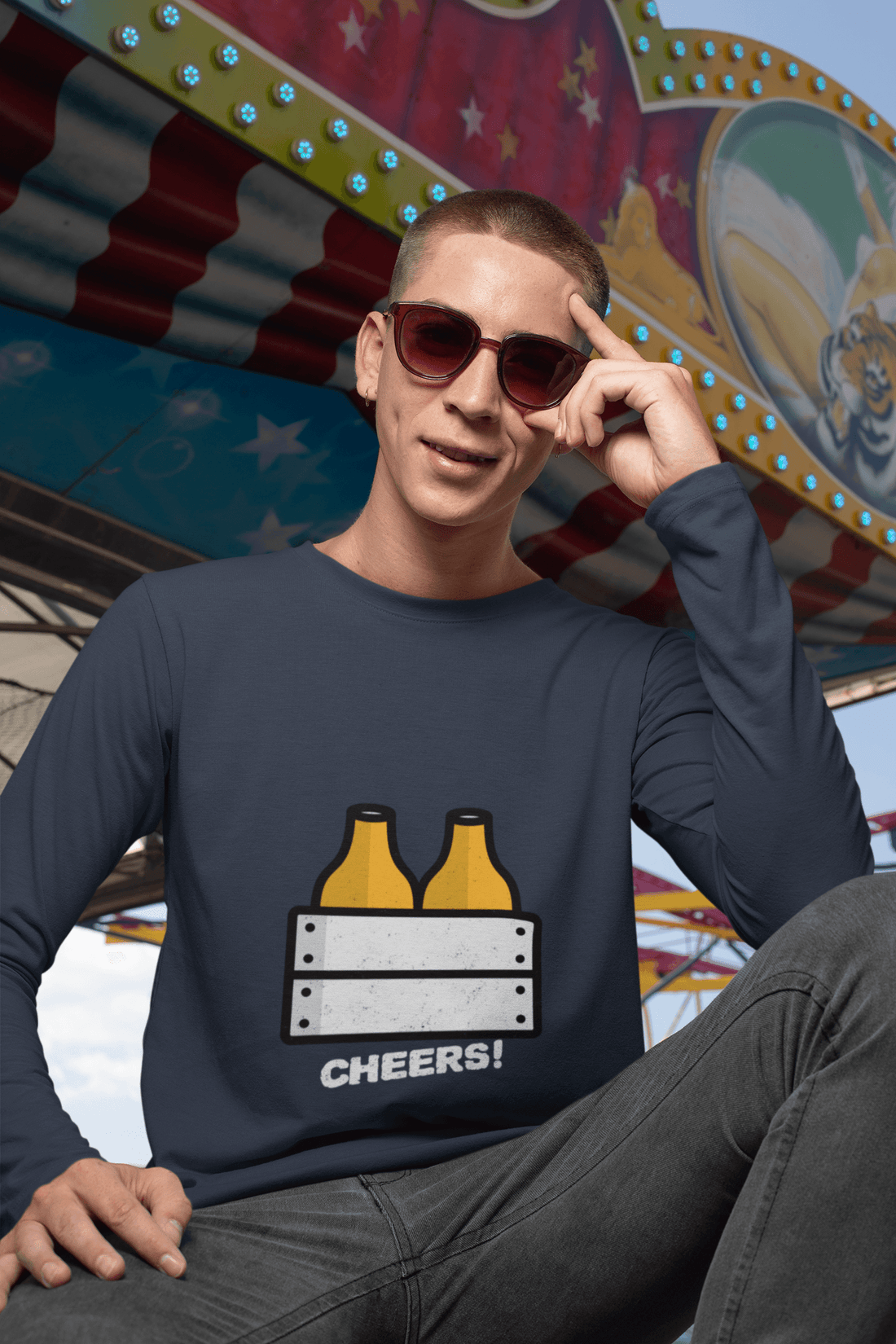 Cheers Male Round Neck Full Sleeve T-shirt - Lyssian