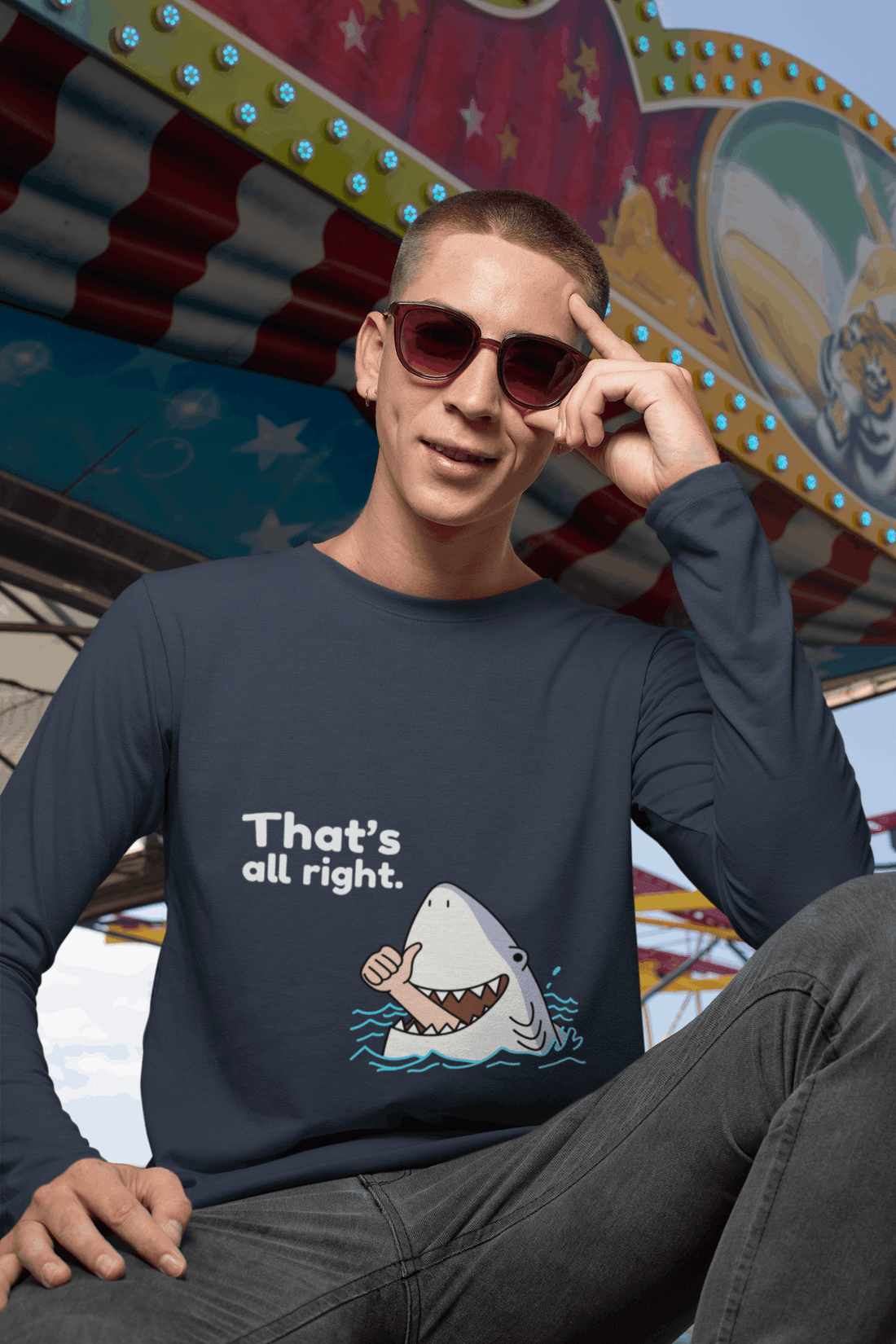 Alright Male Round Neck Full Sleeve T-shirt - Lyssian