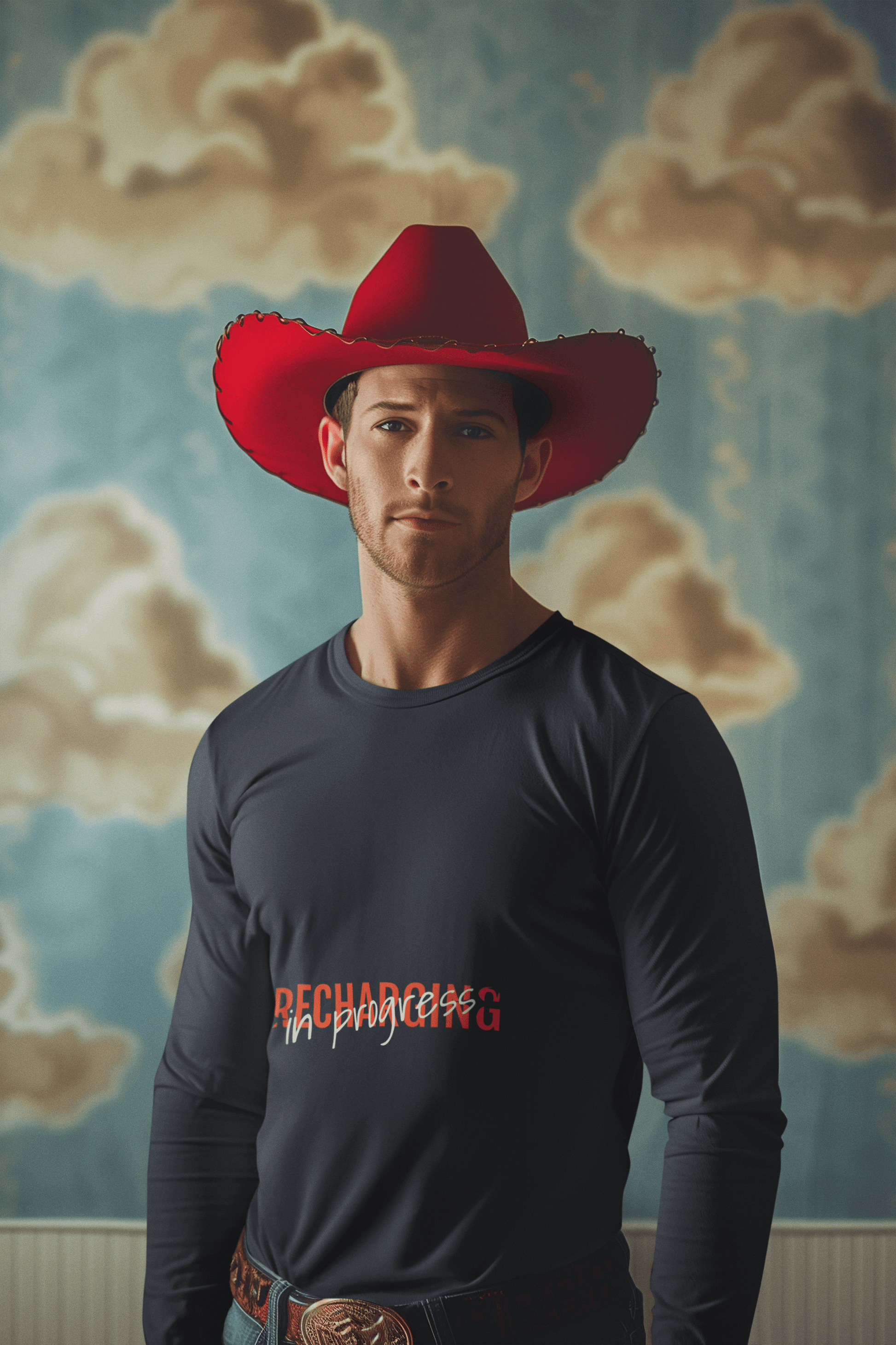 Recharging Male Round Neck Full Sleeve T-shirt - Lyssian