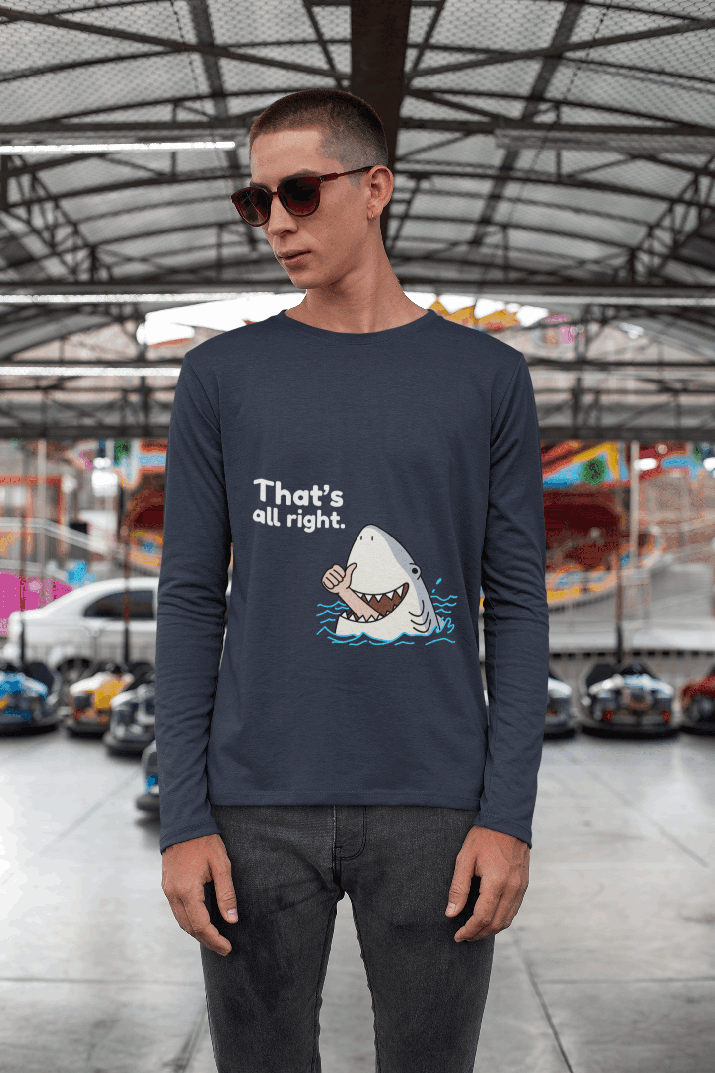 Alright Male Round Neck Full Sleeve T-shirt - Lyssian