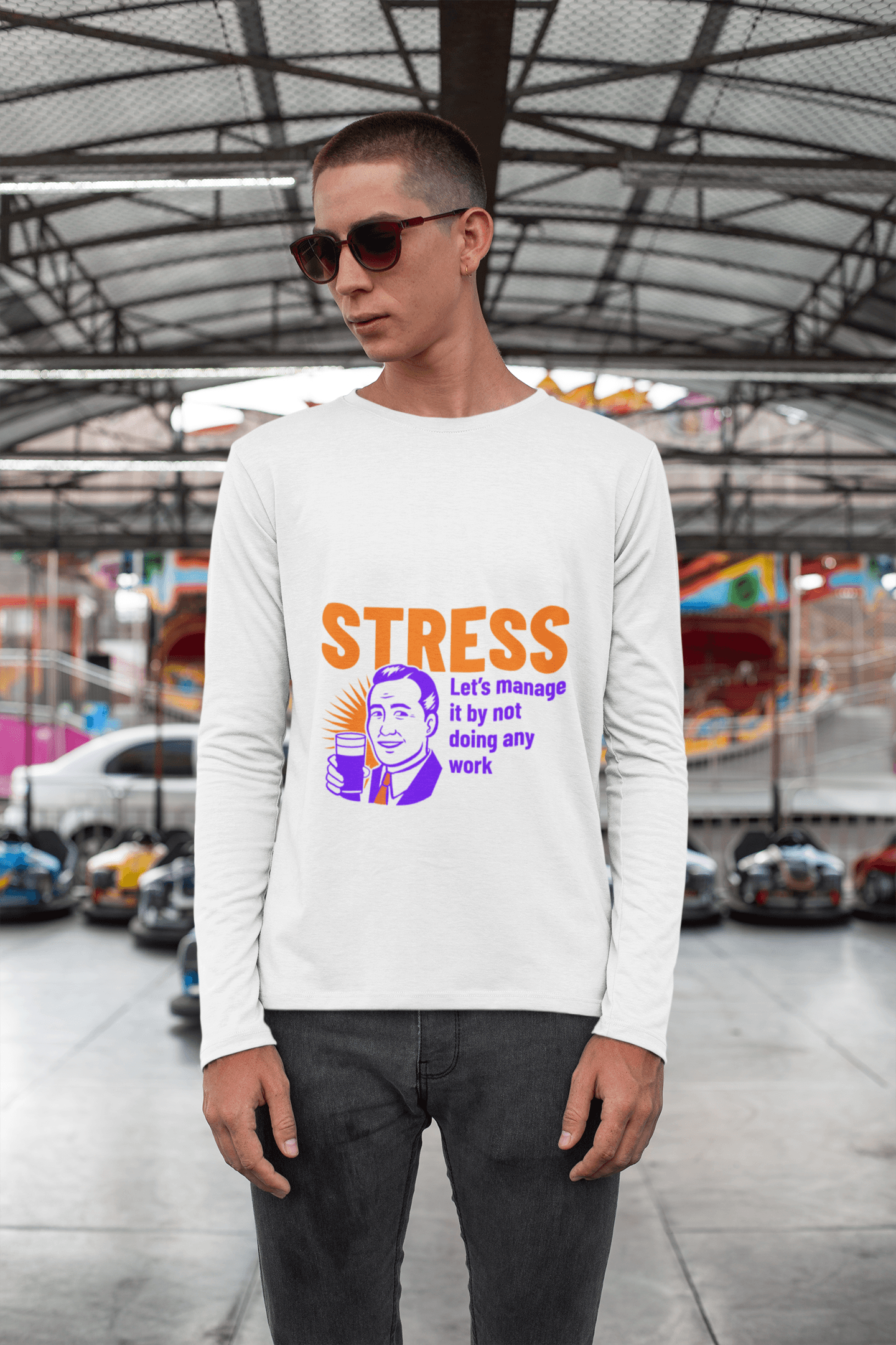 Stress Male Round Neck Full Sleeve T-shirt - Lyssian
