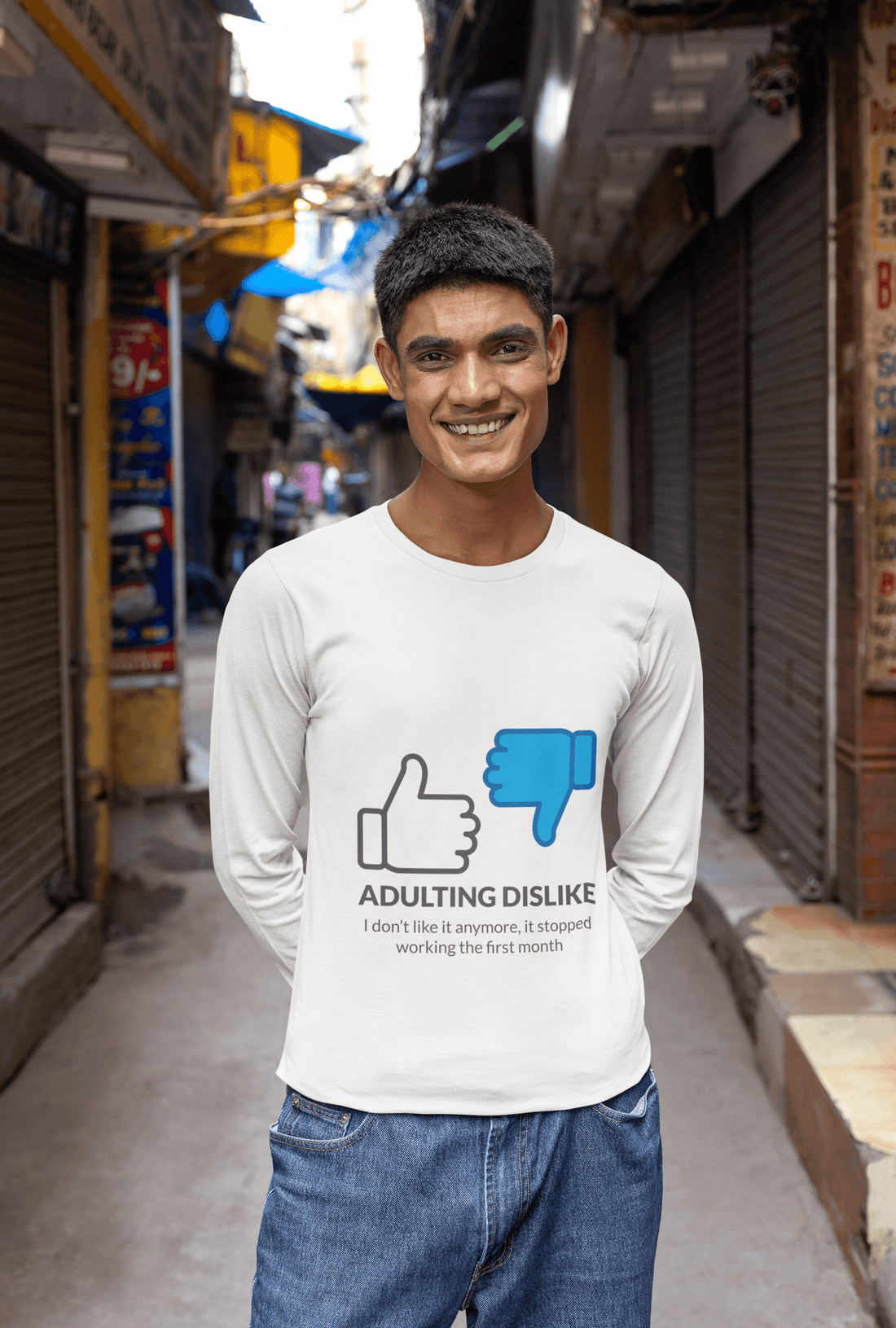 Dislike Male Round Neck Full Sleeve T-shirt - Lyssian