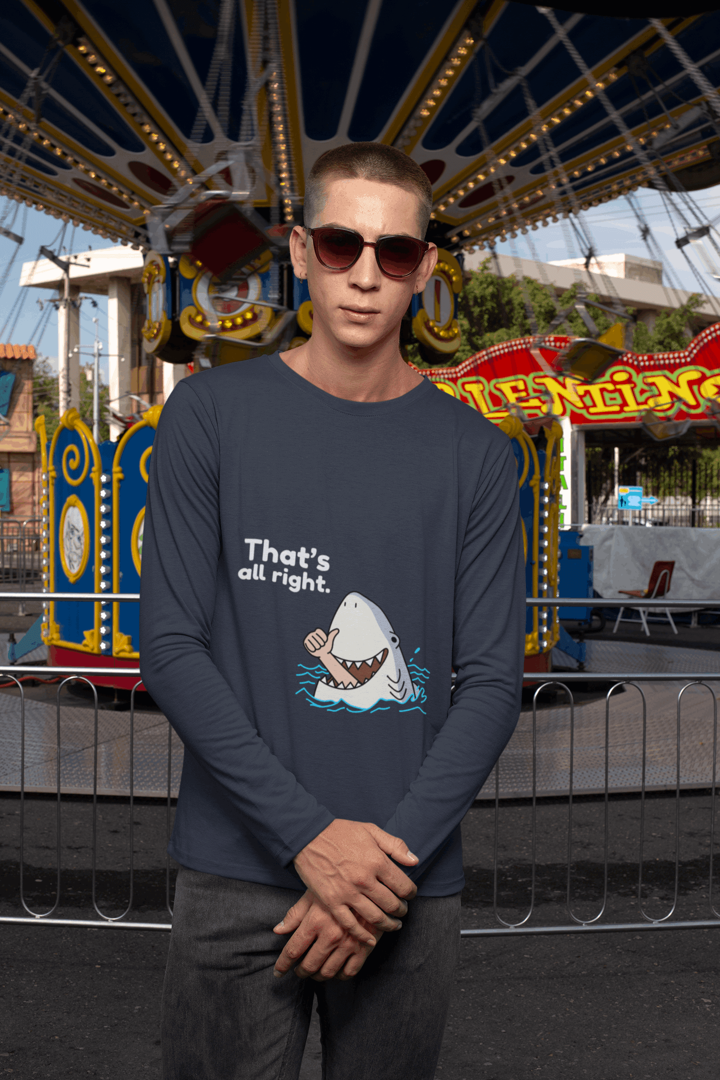 Alright Male Round Neck Full Sleeve T-shirt - Lyssian