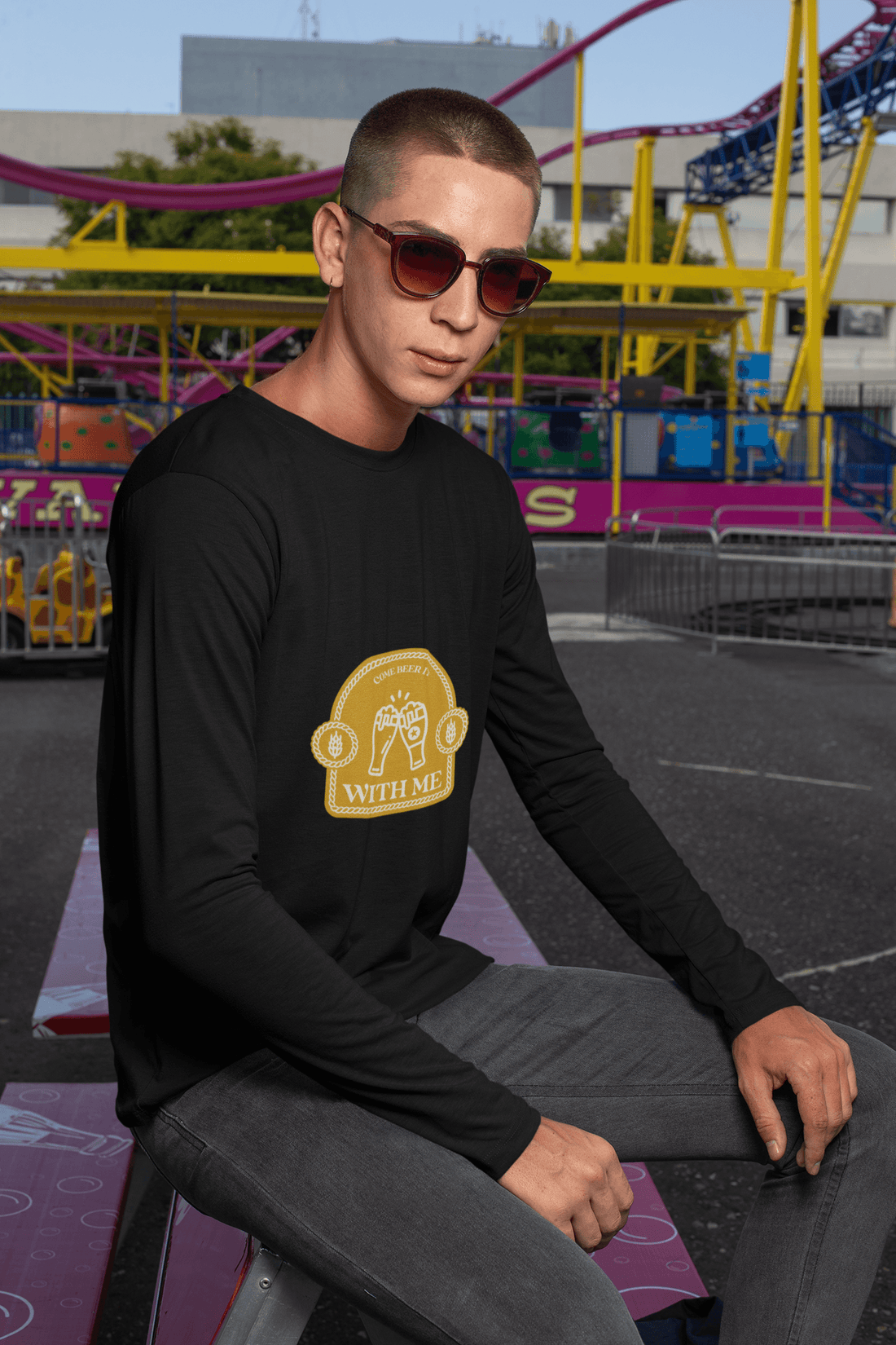 With Me Male Round Neck Full Sleeve T-shirt - Lyssian