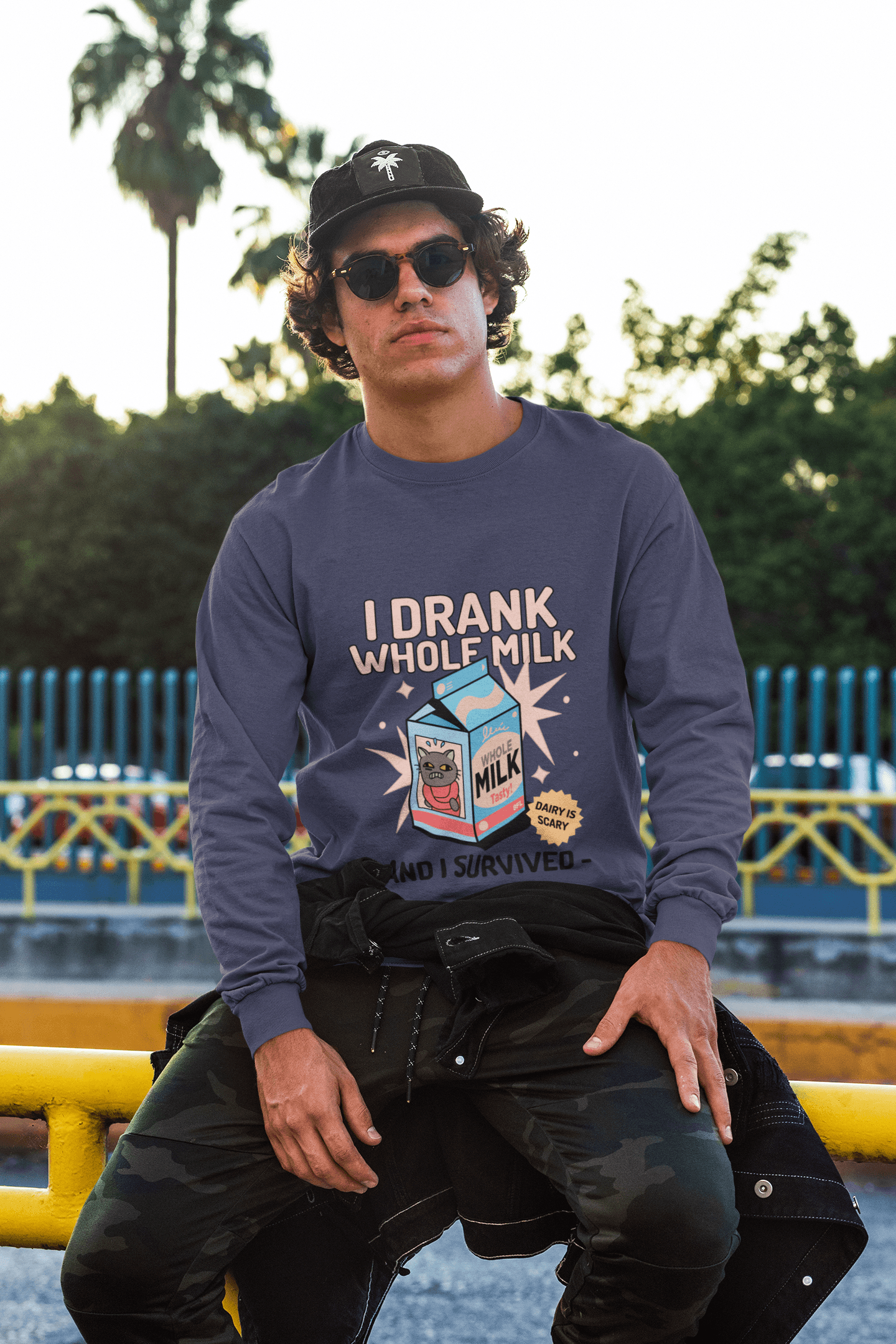 Lactose Intolerant Men's Round Neck Full Sleeve T-shirt - Lyssian