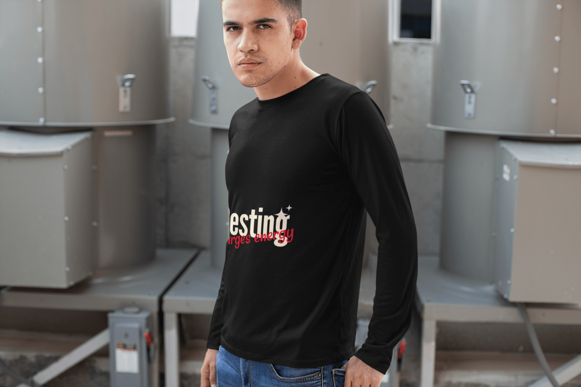 Charging Male Round Neck Full Sleeve T-shirt - Lyssian