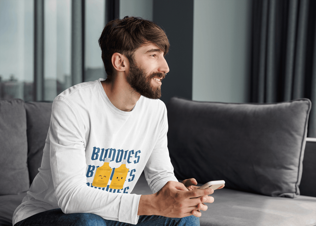 Beer Buddies Male Round Neck Full Sleeve T-shirt - Lyssian
