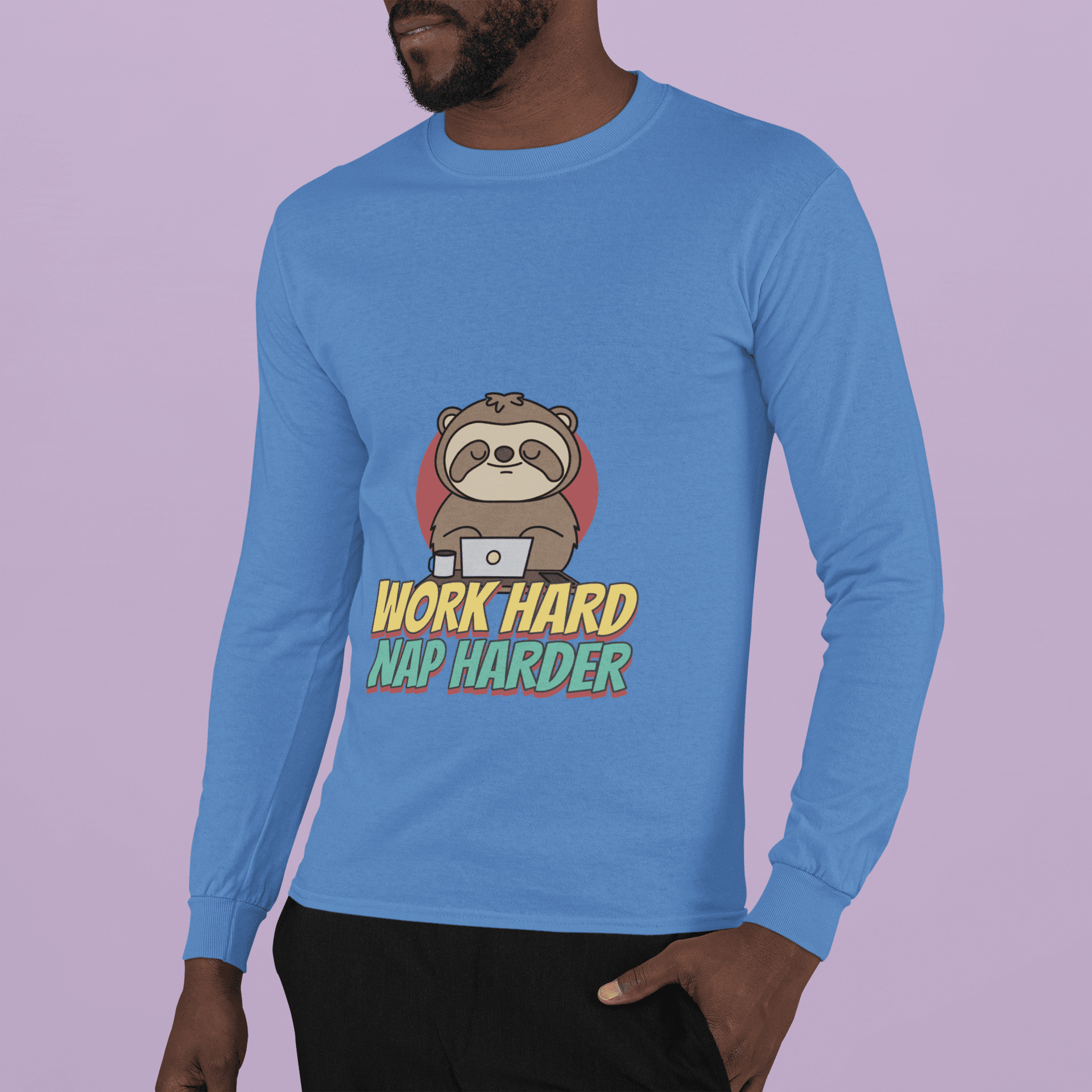 Nap Harder Men's Round Neck Full Sleeve T-shirt - Lyssian