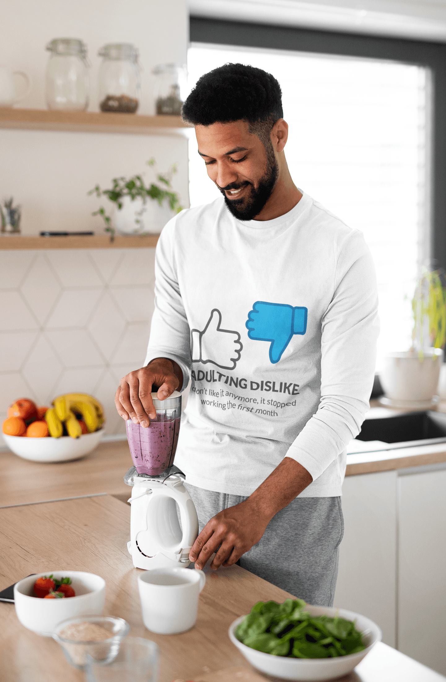 Dislike Male Round Neck Full Sleeve T-shirt - Lyssian