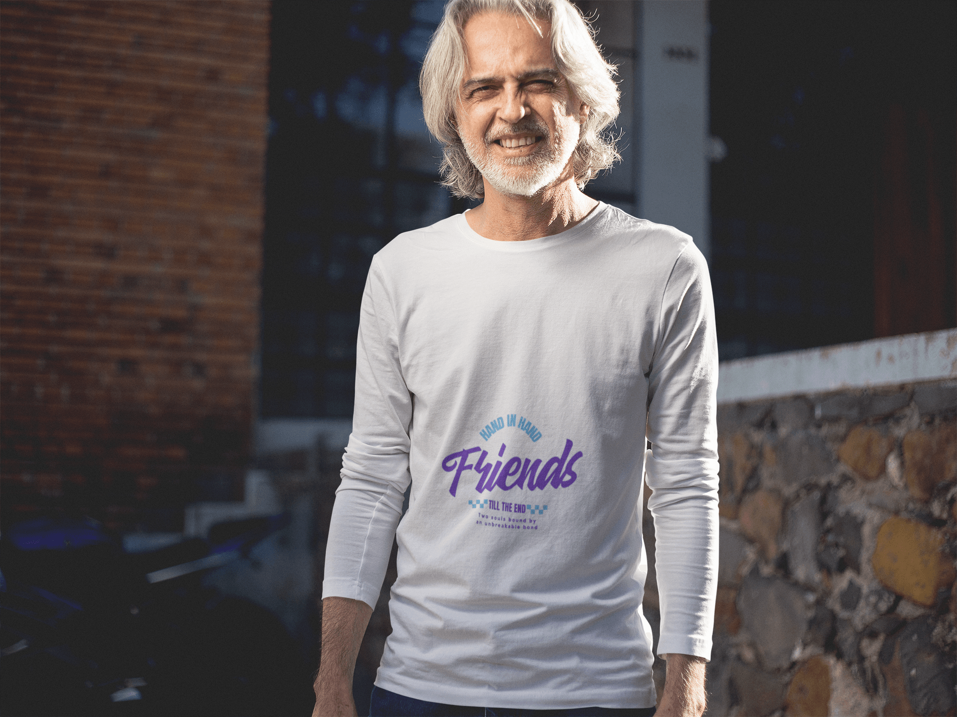 Hand in Hand Male Round Neck Full Sleeve T-shirt - Lyssian