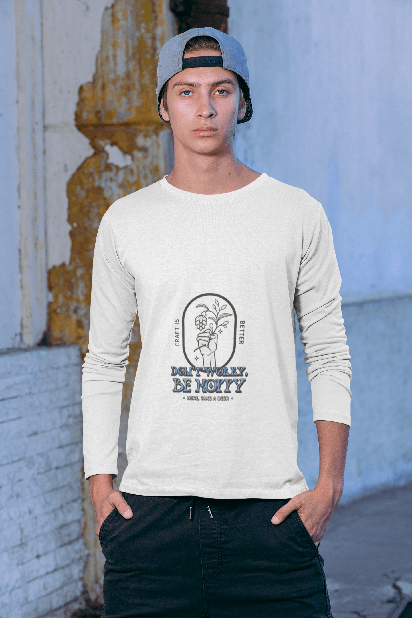 Be Happy Male Round Neck Full Sleeve T-shirt - Lyssian