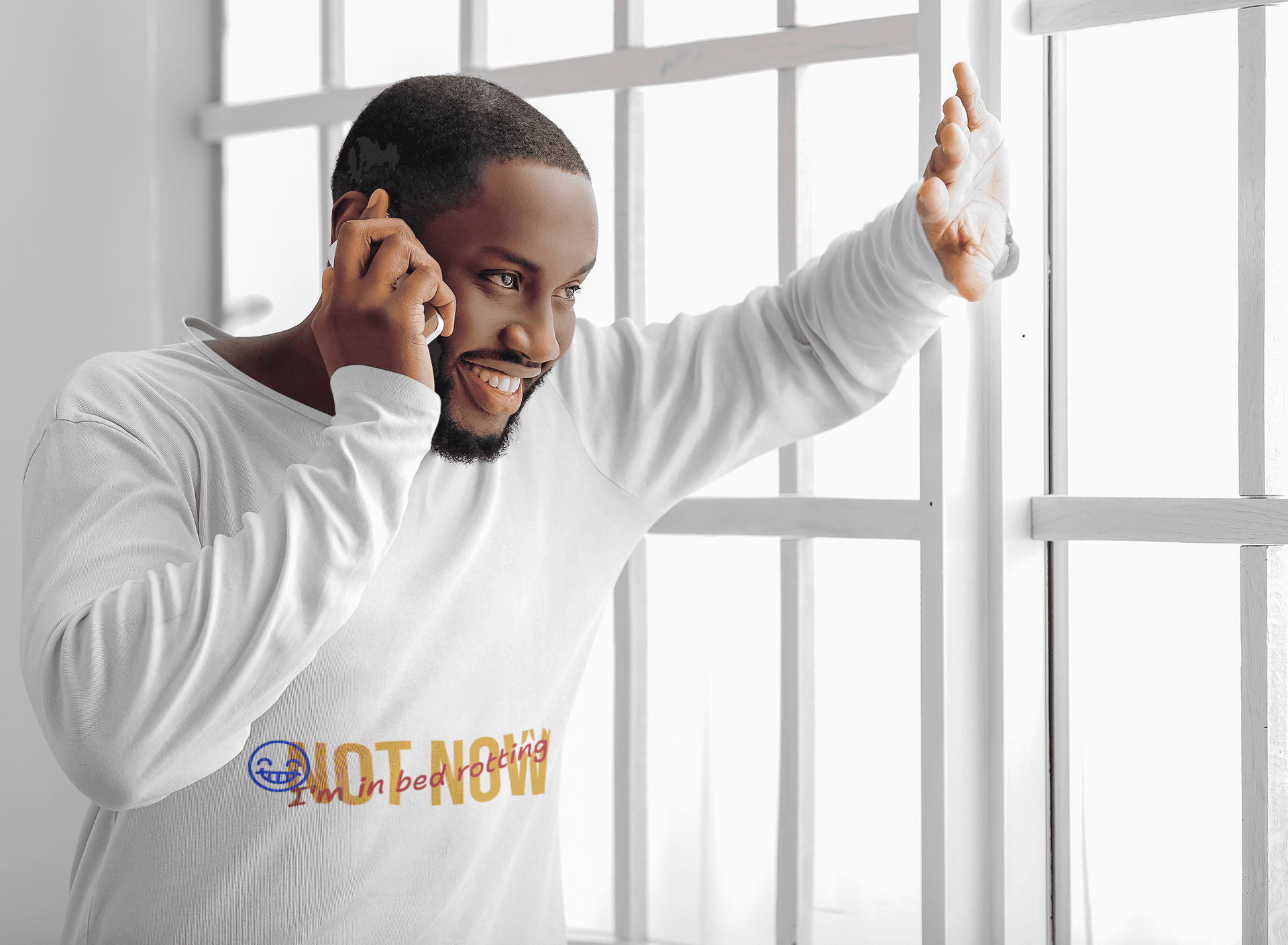 Not Now Male Round Neck Full Sleeve T-shirt - Lyssian