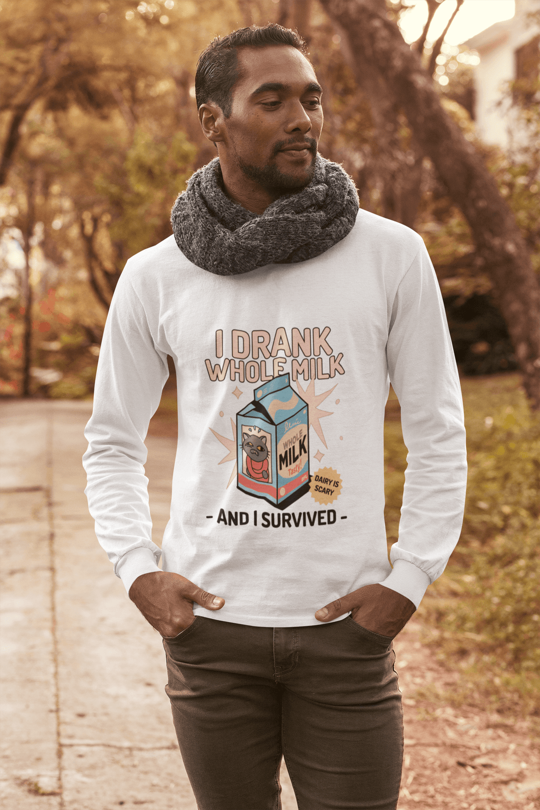 Lactose Intolerant Men's Round Neck Full Sleeve T-shirt - Lyssian