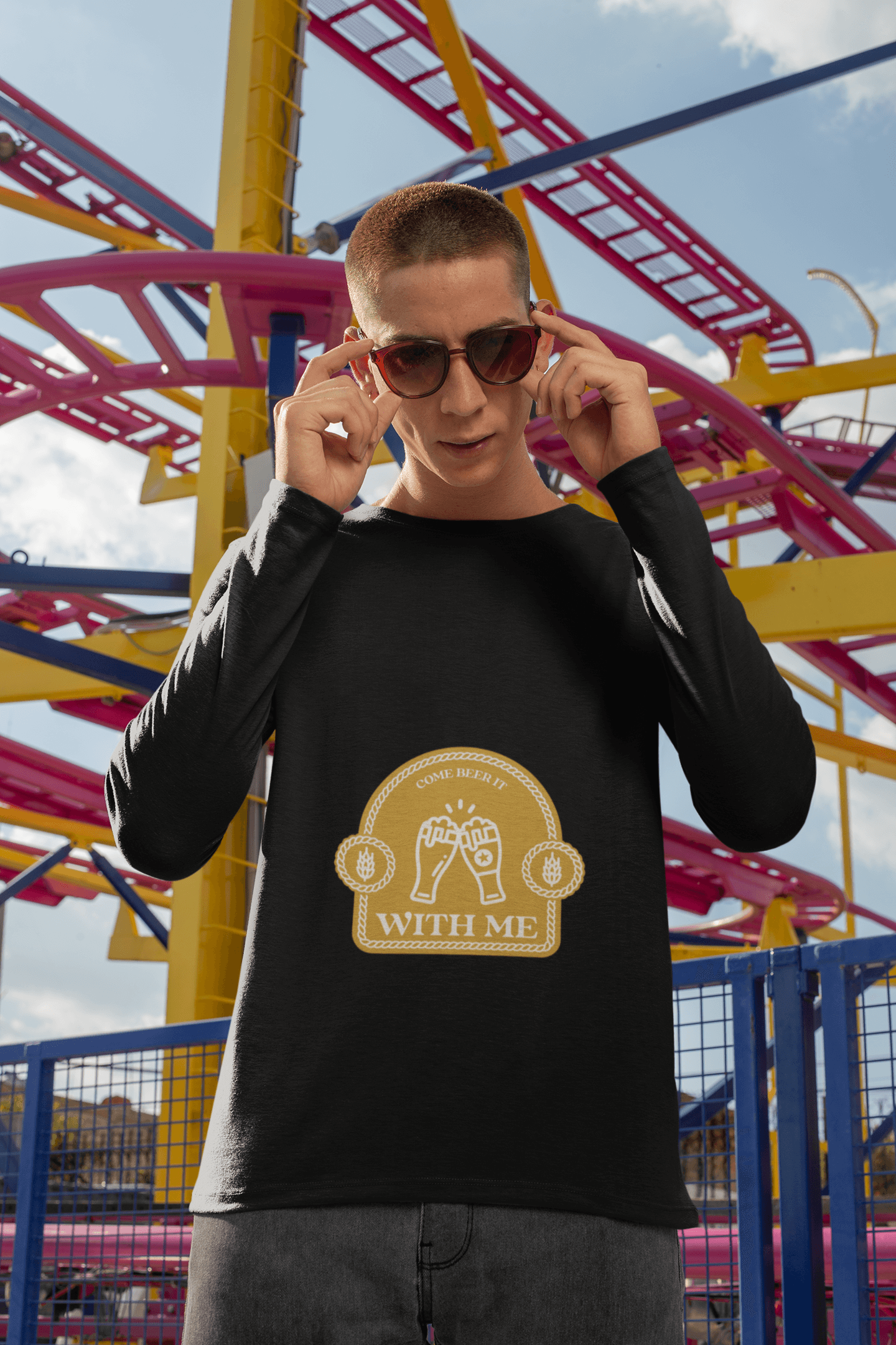 With Me Male Round Neck Full Sleeve T-shirt - Lyssian