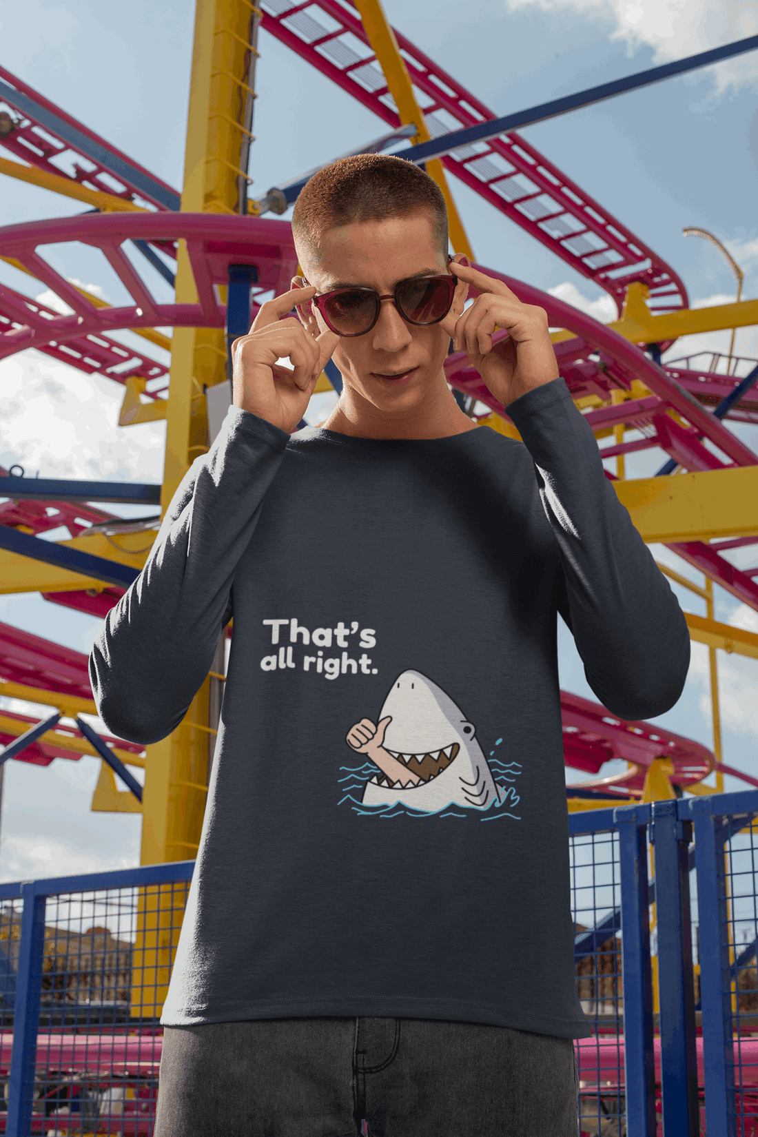 Alright Male Round Neck Full Sleeve T-shirt - Lyssian