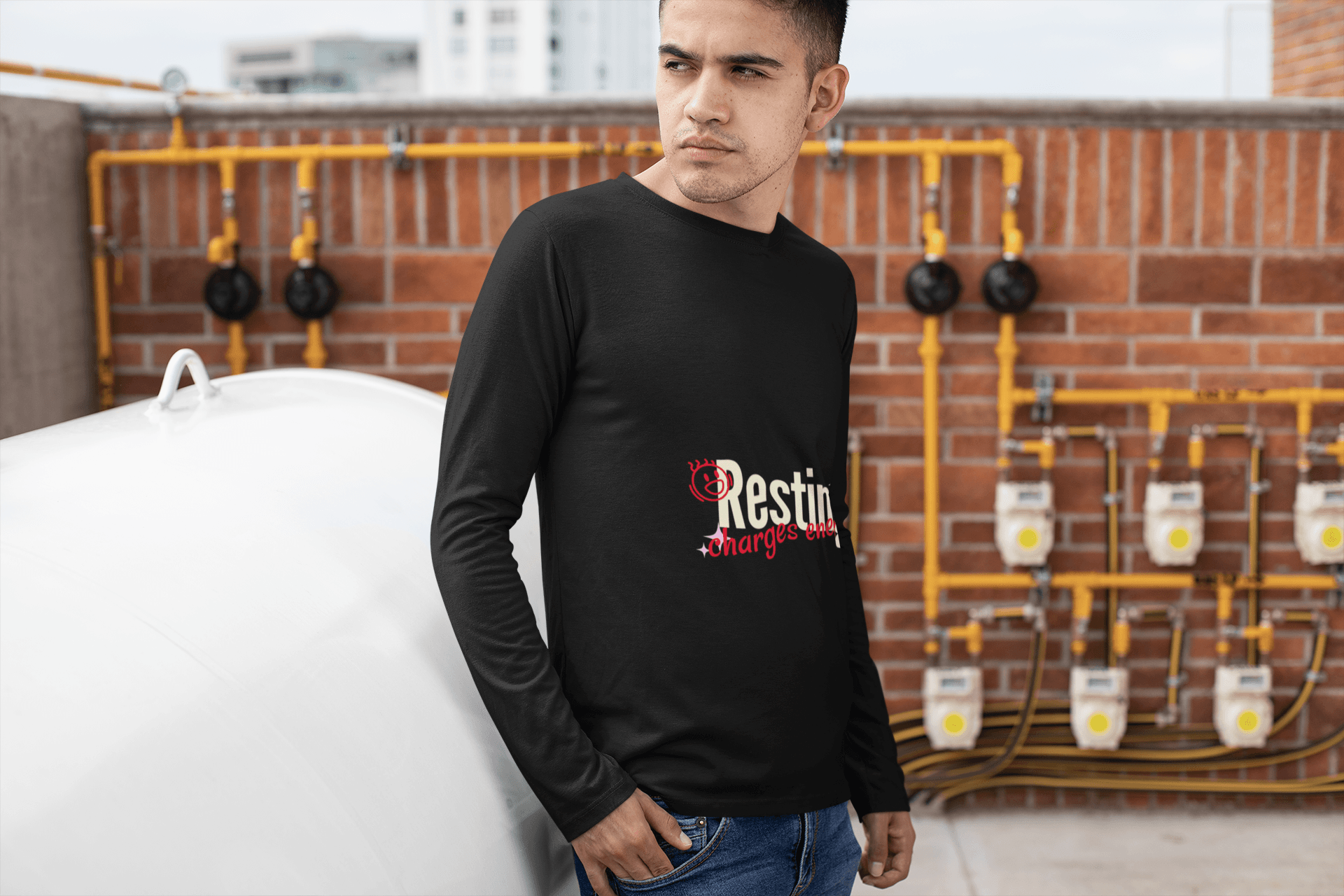 Charging Male Round Neck Full Sleeve T-shirt - Lyssian