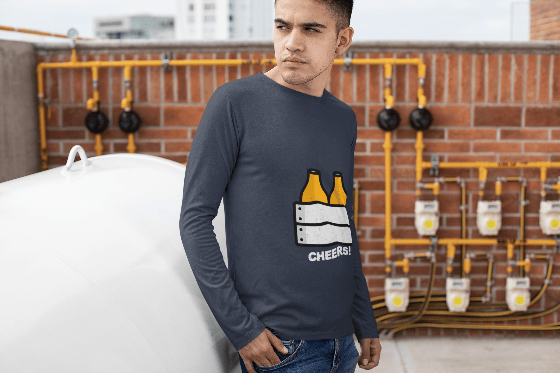 Cheers Male Round Neck Full Sleeve T-shirt - Lyssian