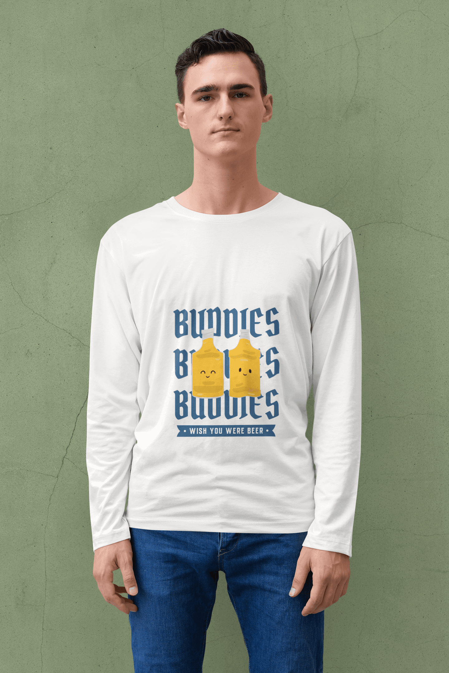 Beer Buddies Male Round Neck Full Sleeve T-shirt - Lyssian