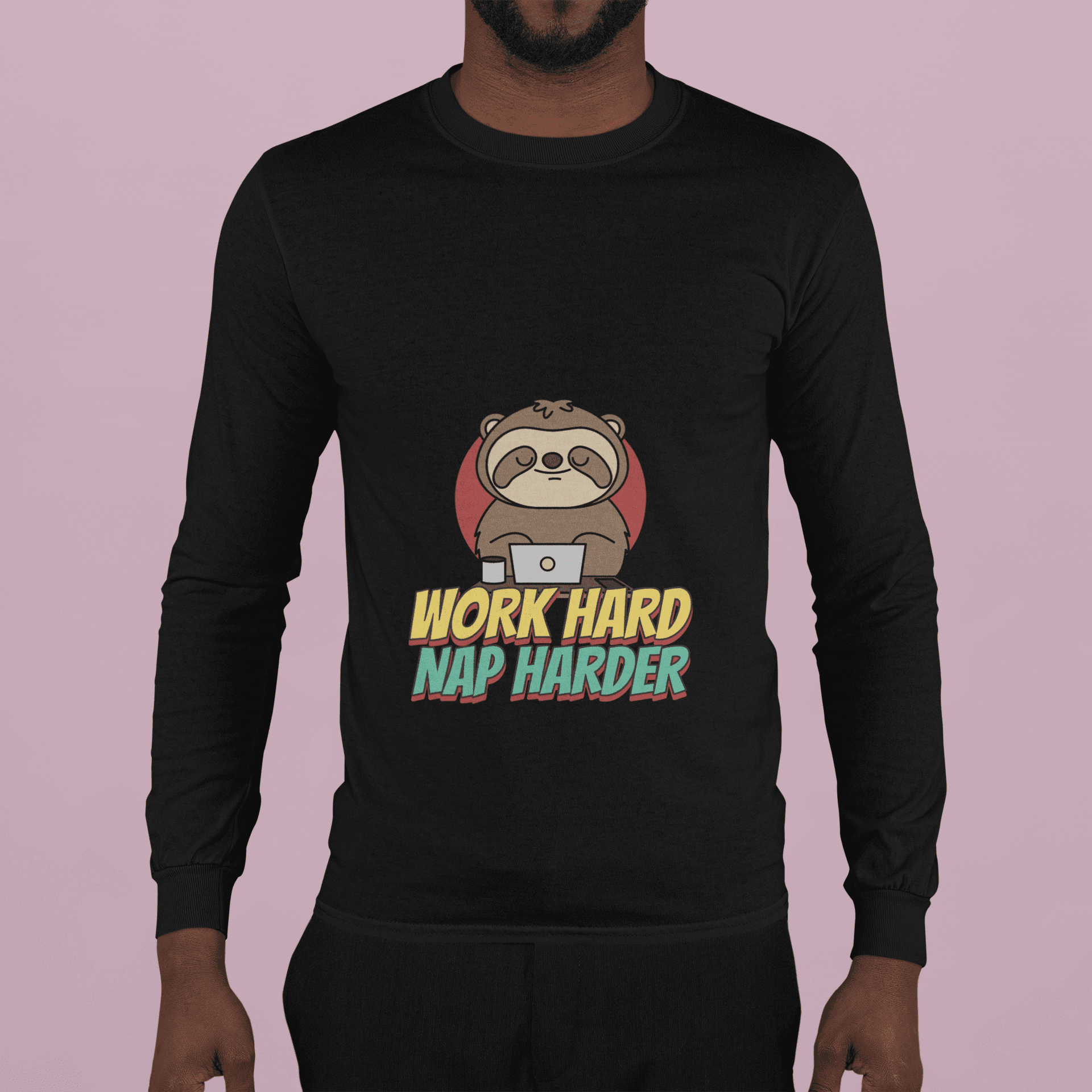 Nap Harder Men's Round Neck Full Sleeve T-shirt - Lyssian