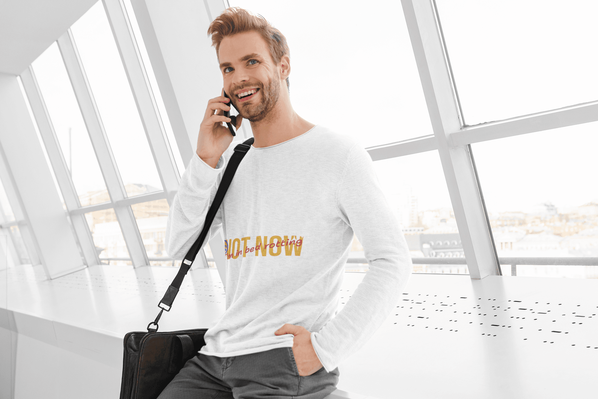 Not Now Male Round Neck Full Sleeve T-shirt - Lyssian