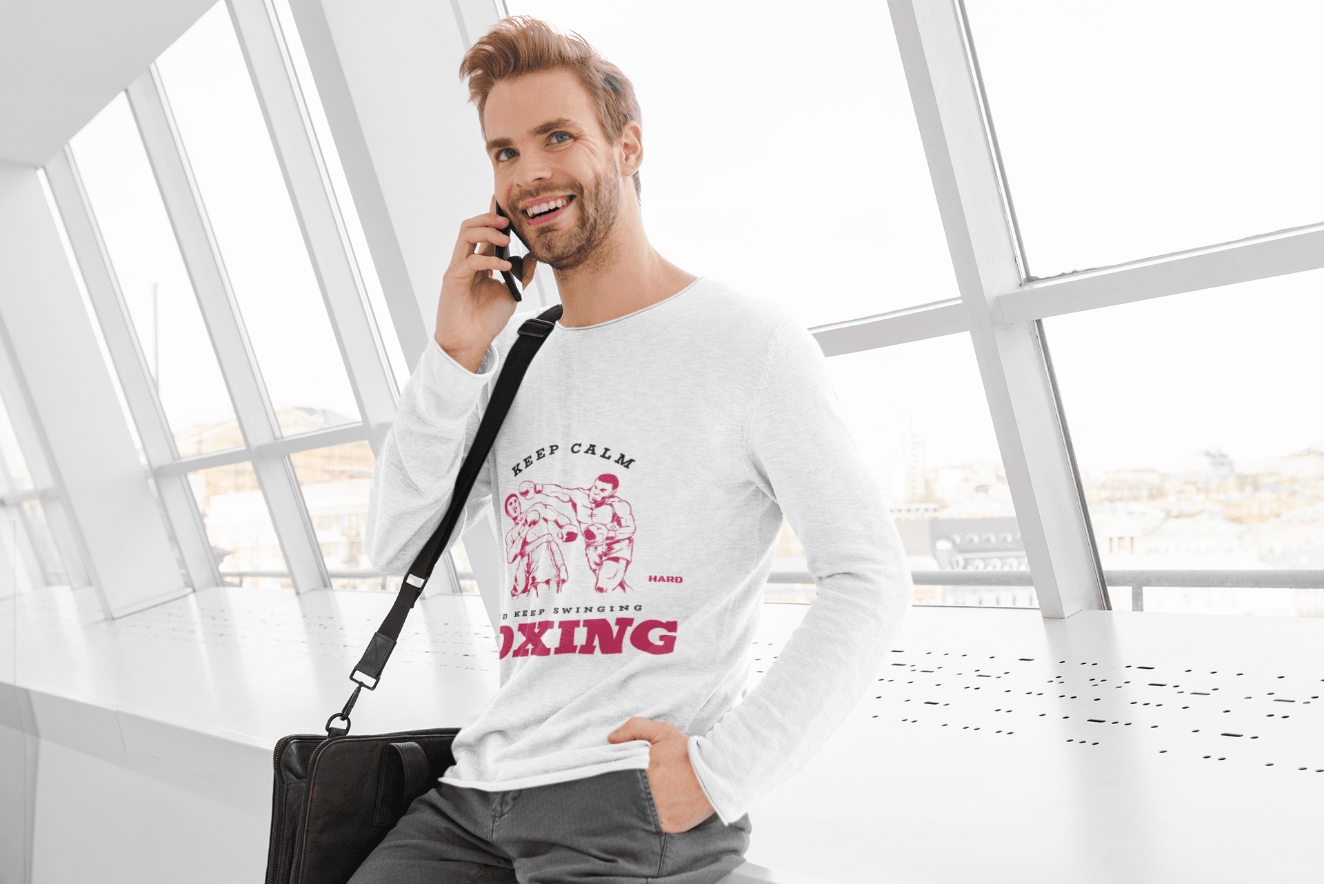 Boxing Male Round Neck Full Sleeve T-shirt - Lyssian
