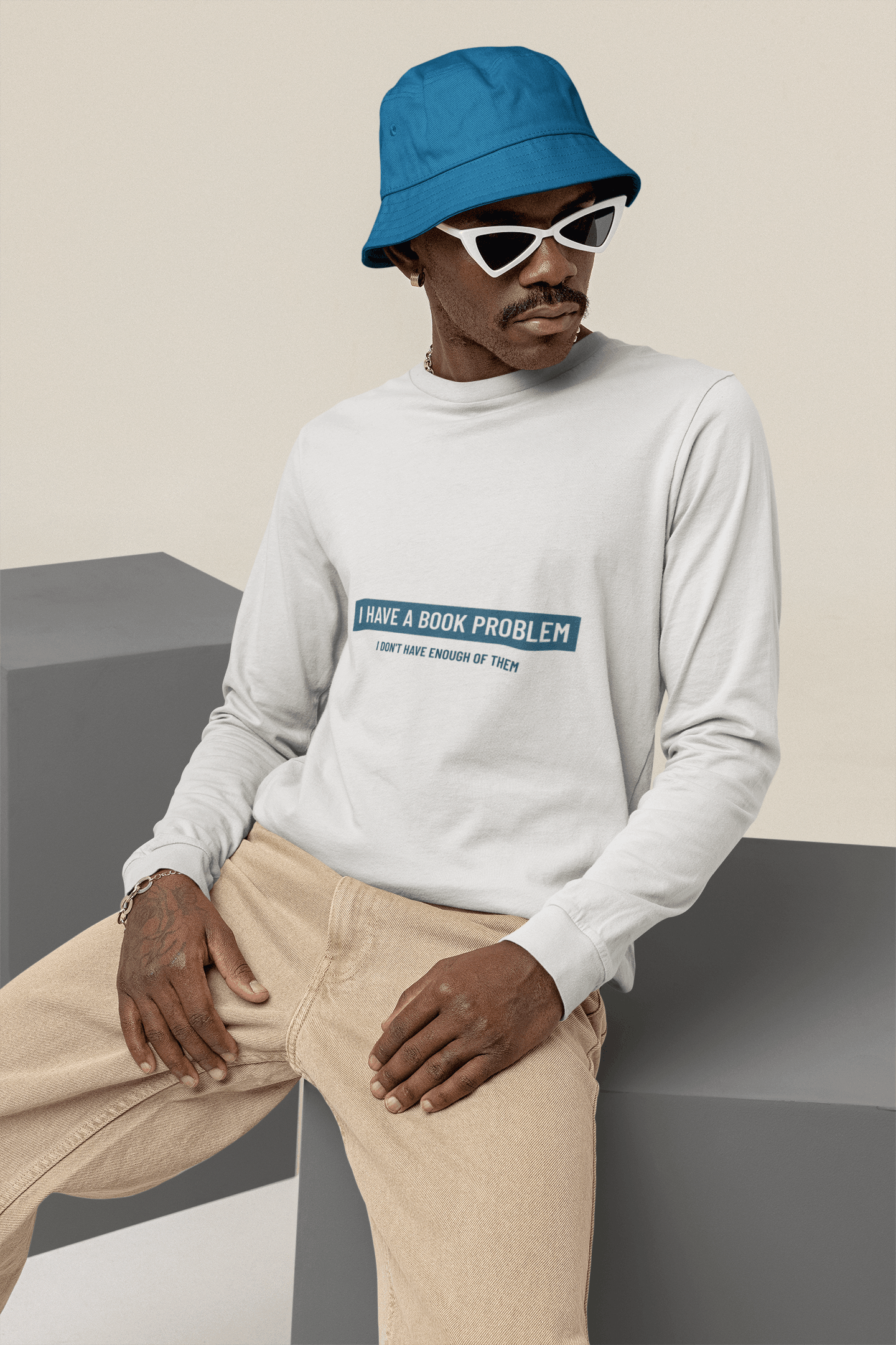 Book Reader Male Round Neck Full Sleeve T-shirt - Lyssian