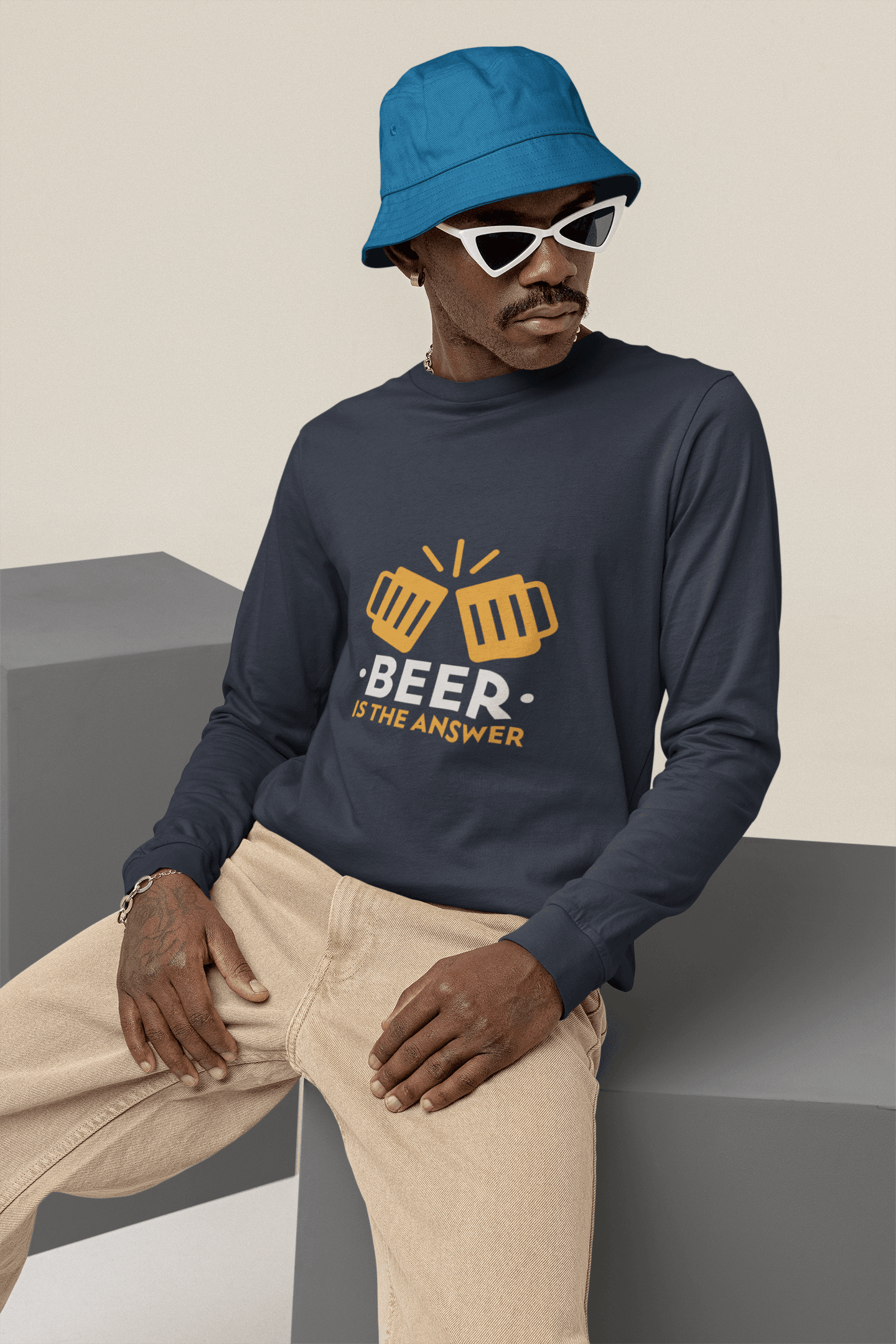 The Answer Male Round Neck Full Sleeve T-shirt - Lyssian