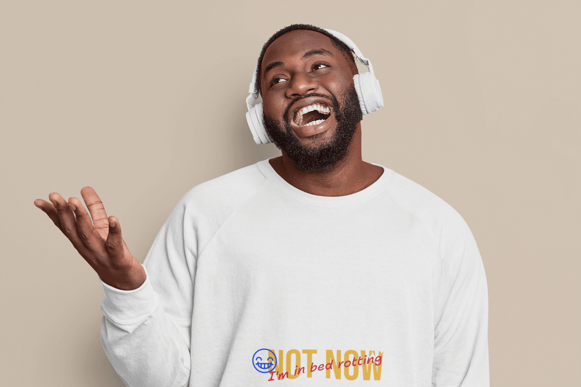 Not Now Male Round Neck Full Sleeve T-shirt - Lyssian